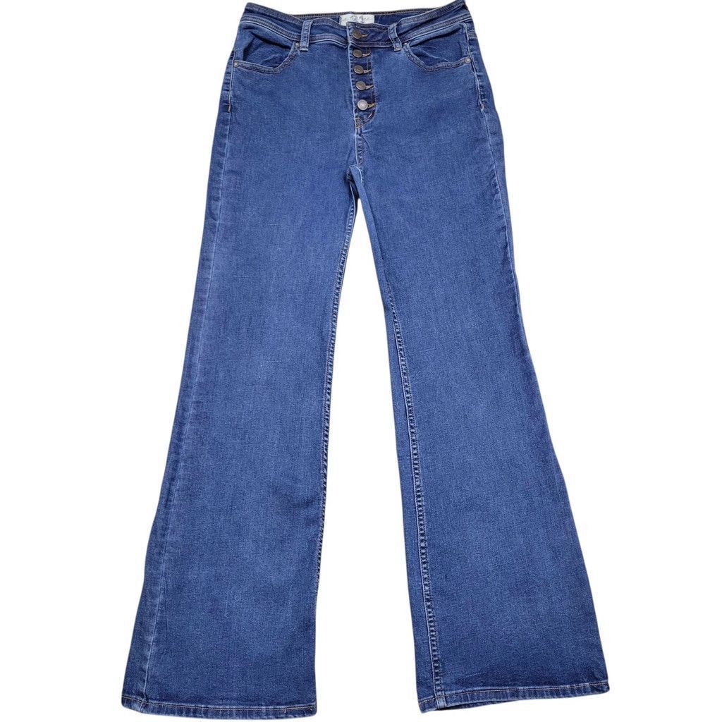 We The Free Flare Bottom Button Fly Blue Jeans 31 Inseam 31