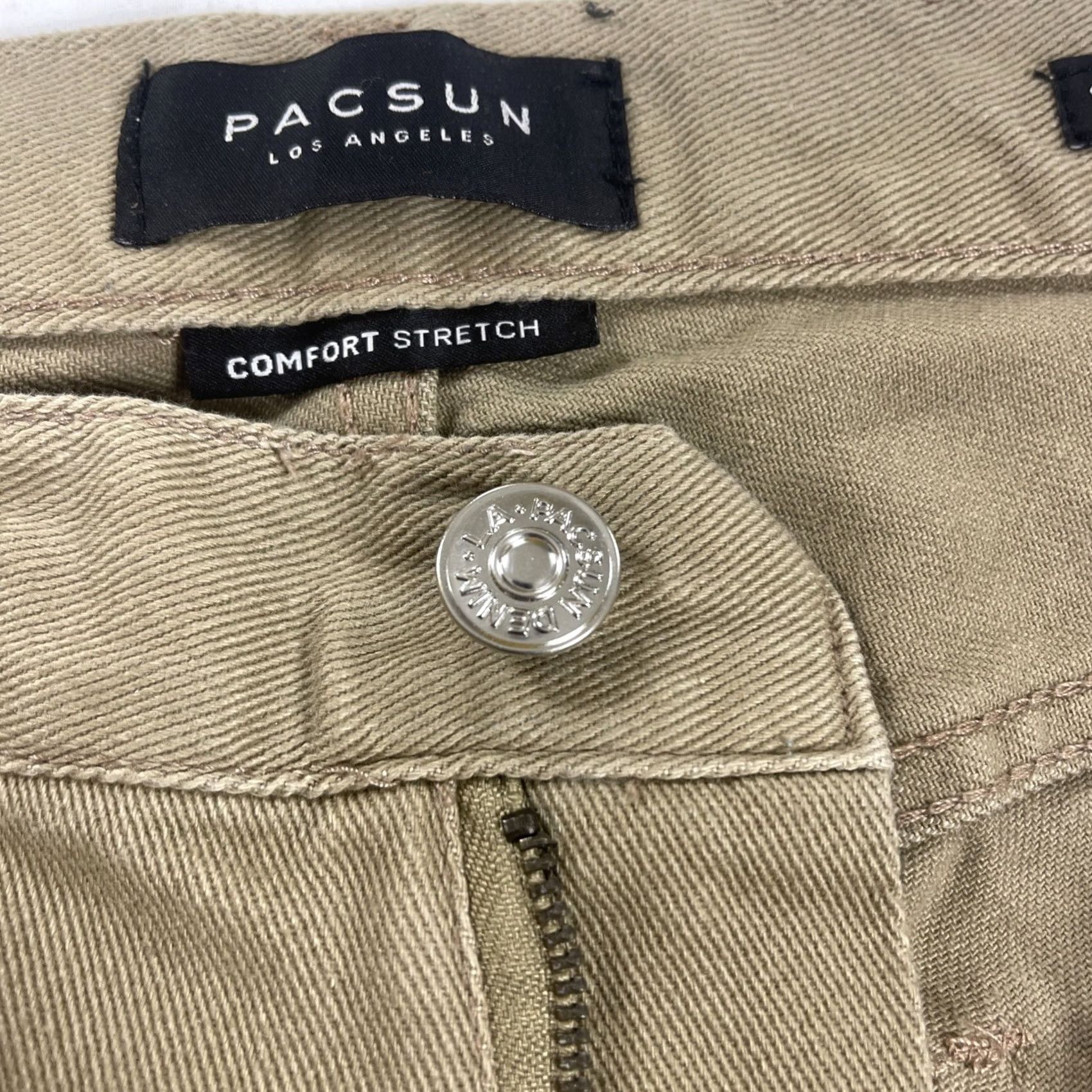 Pacsun Pacsun Slim Khaki Pants Mens 31x32 Comfort Stretch Straight 5-Pocket Beig e Conservative, Flat Front, Regular Size, Cotton-Polyester, 31x32, Pants Size US 31 - 7 Thumbnail