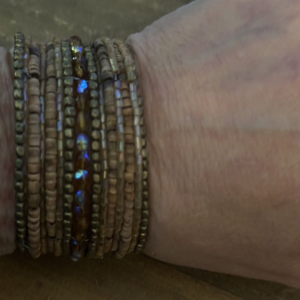 Other Coconut and amber beaded wide cuff bracelet Size ONE SIZE - 2 Thumbnail