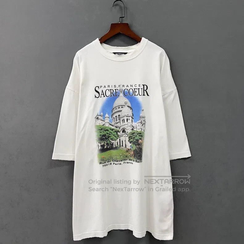 Balenciaga White distressed castle short-sleeve T-shirt