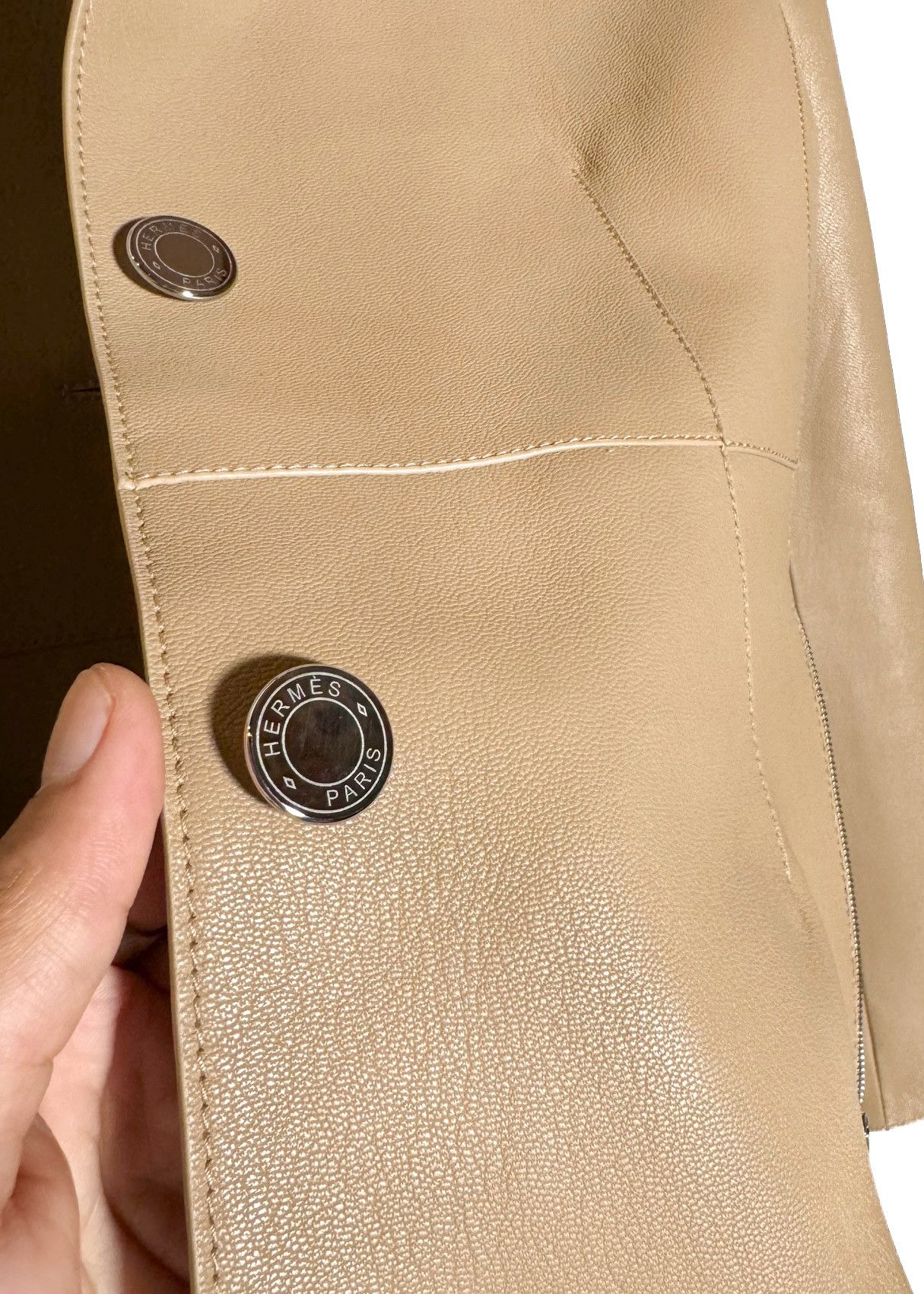 Hermes Hermès 2024 Beige Camel Goatskin Leather Equestrian Jacket Size S / US 4 / IT 40 - 4 Thumbnail