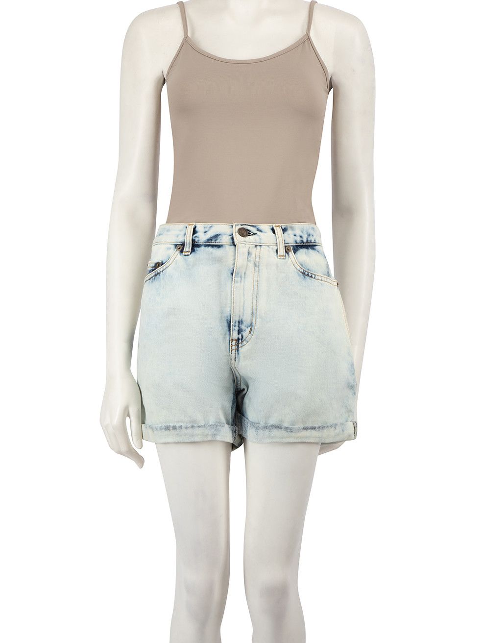 image of Saint Laurent Paris Blue Denim Washed Effect Shorts, Women's (Size 28)