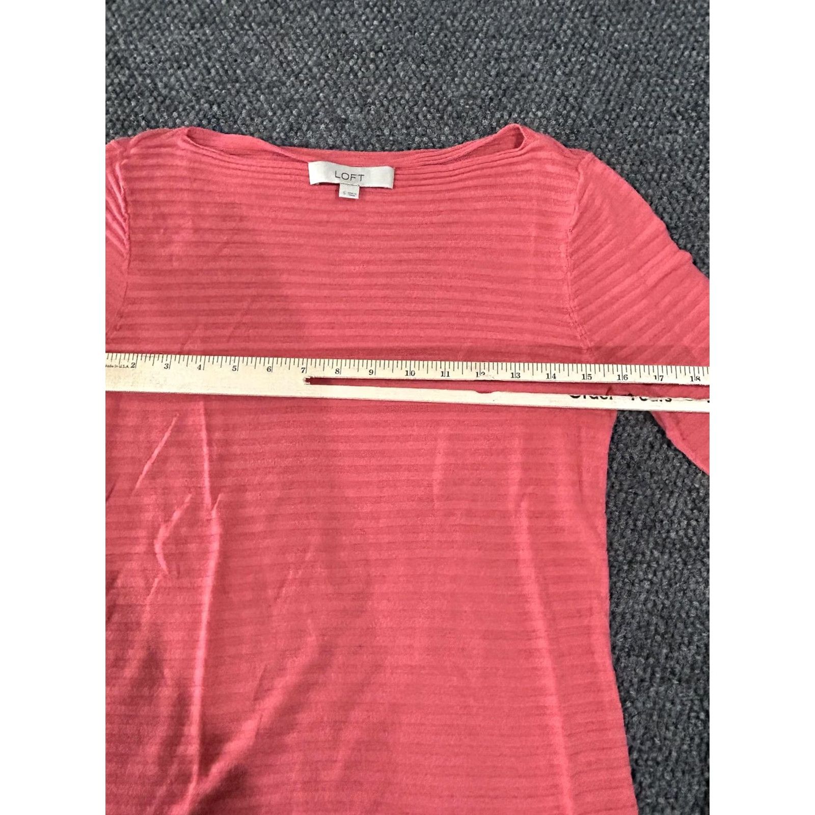 Loft LOFT Sweater Shirt Womens Small Coral Pink 3/4 Sleeve Lightweight Striped Pullover Top Size S / US 4 / IT 40 - 5 Thumbnail