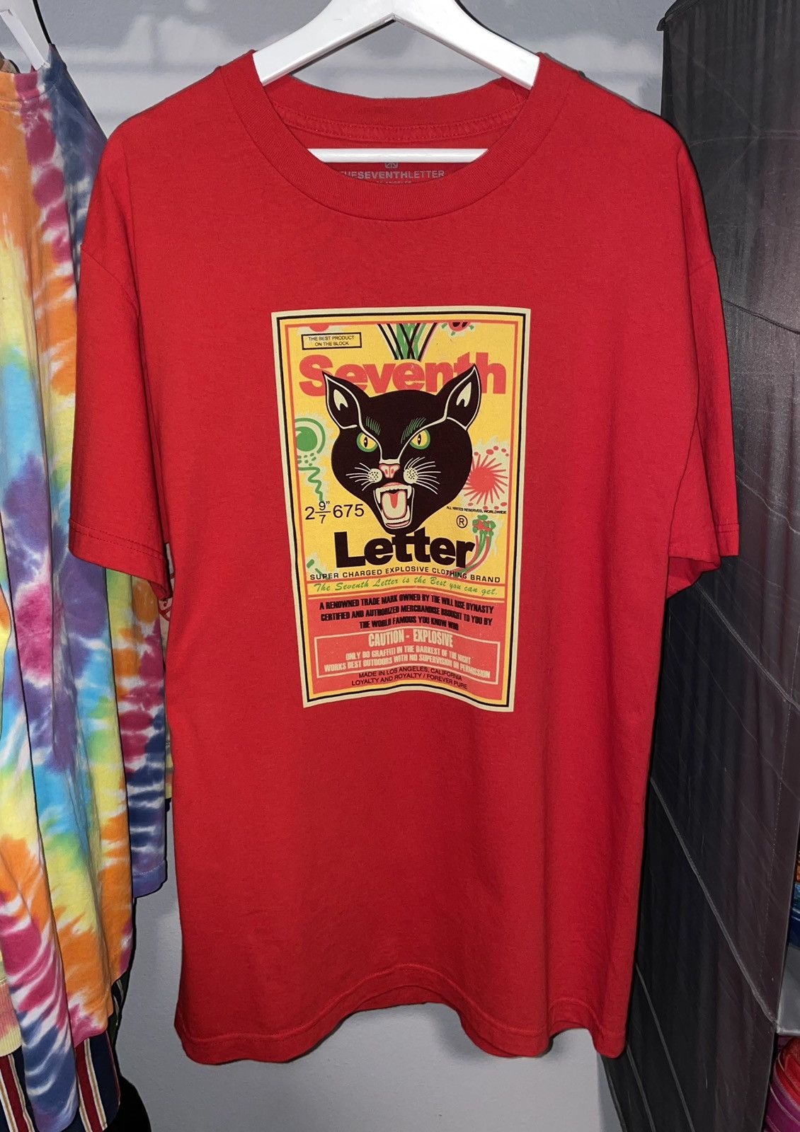 The Seventh Letter The Seventh Letter Black Cat VTG Red T shirt Size US L / EU 52-54 / 3 - 8 Thumbnail