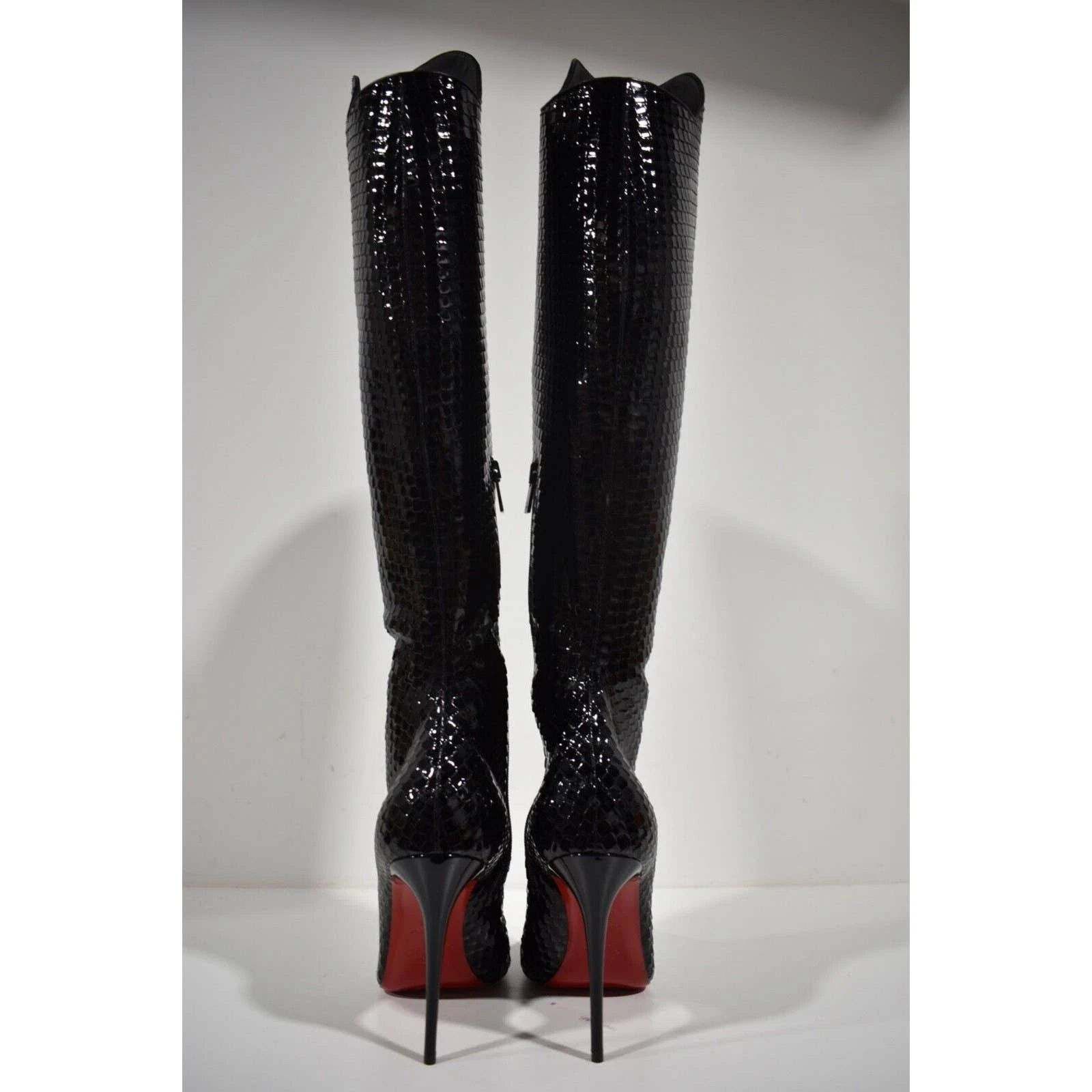 Christian Louboutin Christian Louboutin Alta Botta 100 Black Patent Bird Knee Size US 7.5 / IT 37.5 - 11 Thumbnail
