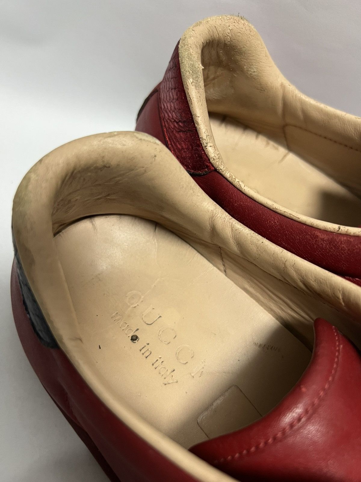 Gucci Gucci - Red Leather Web Ace Low Top Sneakers Size US 6.5 / EU 39-40 - 16 Thumbnail