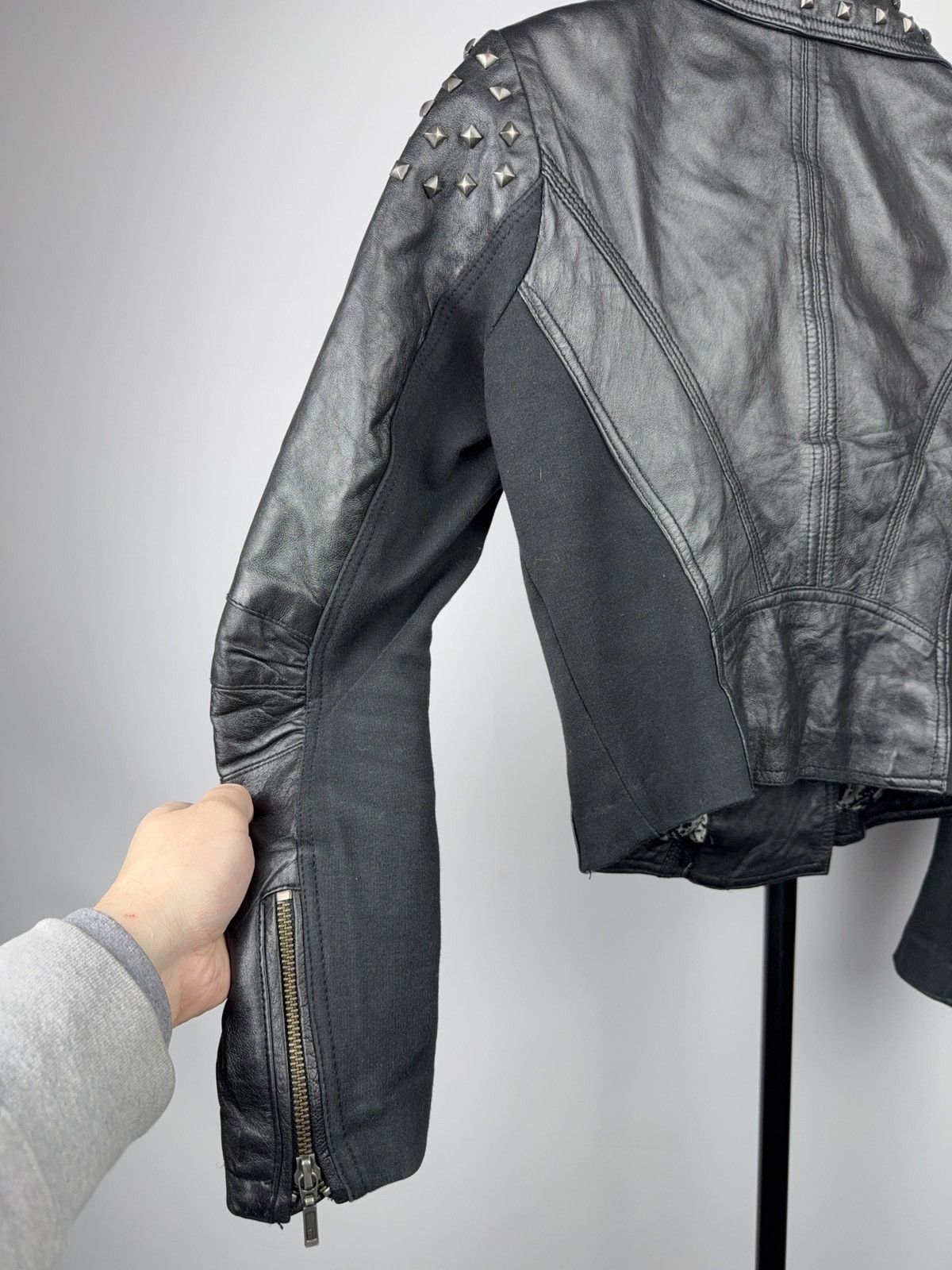 Genuine Leather Vintage Punk Rock Avant Garde Gothic Bomber Leather Jacket Size S / US 4 / IT 40 - 16 Thumbnail