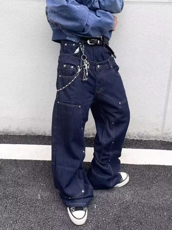 Jean Double-Waist Studded Wide-Leg Jeans Size US 29 - 4 Thumbnail