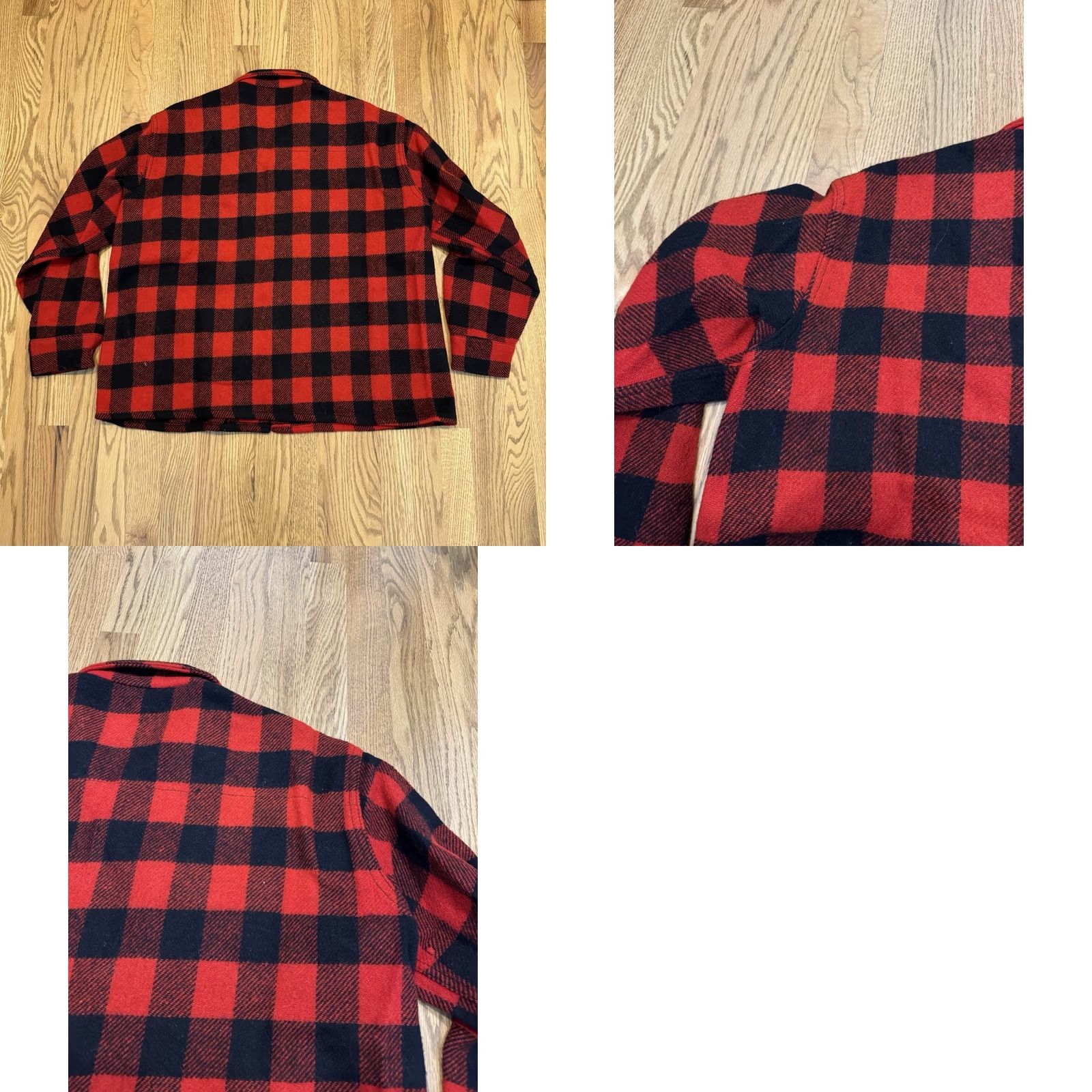 IDEA VINTAGE Ideal Button-Up Camp Wool Shirt Men L Check Red 50s 60s USA Buttons Size US L / EU 52-54 / 3 - 8 Thumbnail