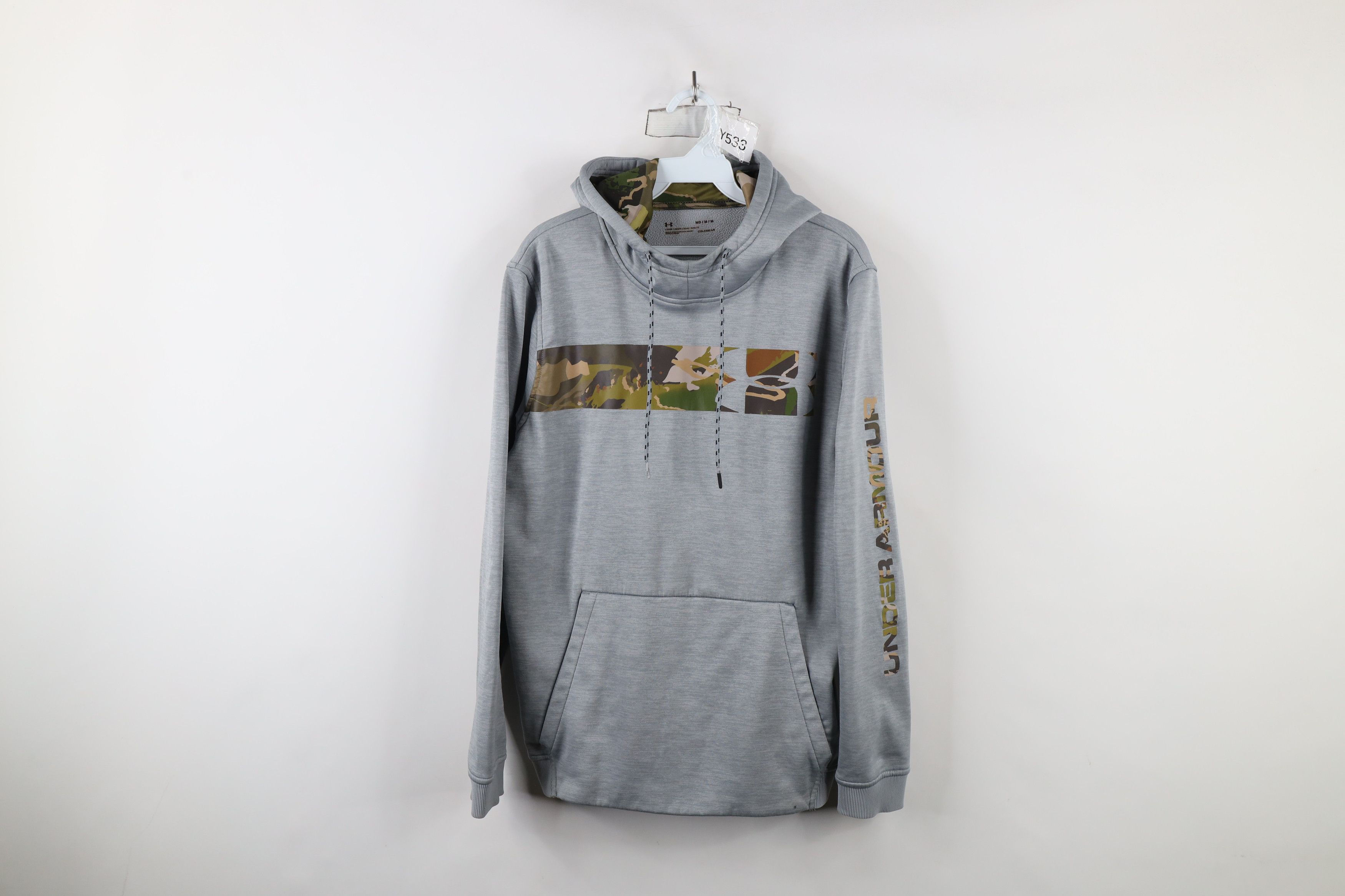 Under Armour × Vintage Under Armour Spell Out Camouflage Hoodie Sweatshirt Gray Size US M / EU 48-50 / 2 - 1 Thumbnail