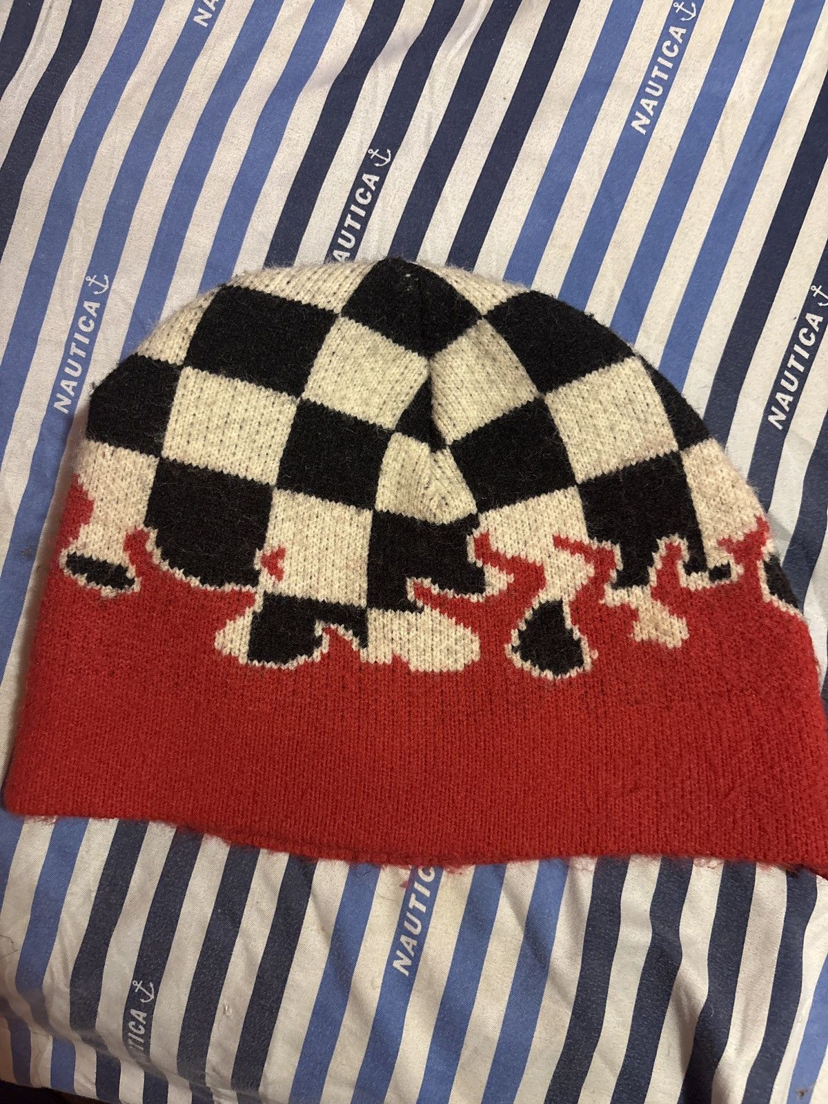 Supreme Seventh sense Flame checkered Cross Beanie Size ONE SIZE - 3 Thumbnail