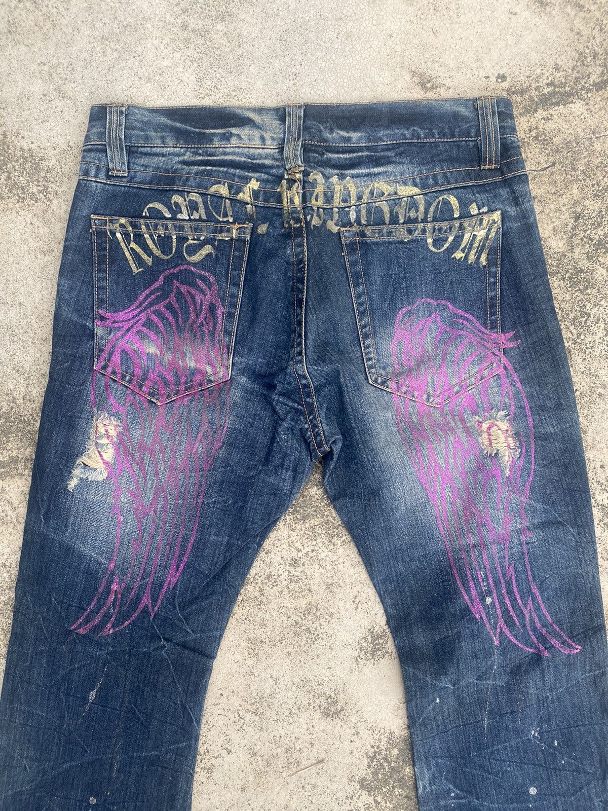 If Six Was Nine × Japanese Brand Flare Jeans Sorridere Distress Clawmark Bootcut Size US 35 - 22 Thumbnail