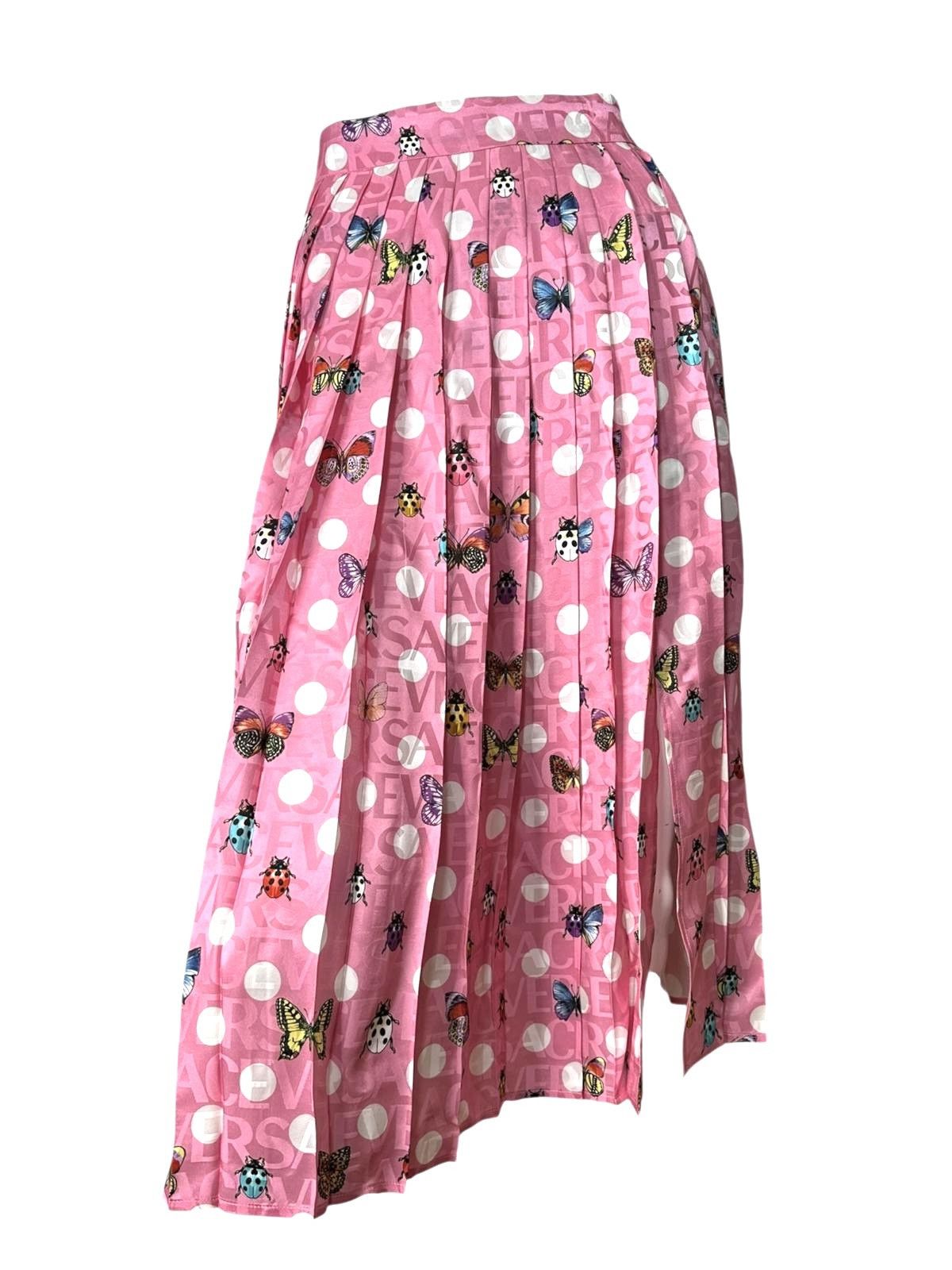 Versace Versace pink pleated midi skirt with butterflies Size 28" / US 6 / IT 42 - 1 Thumbnail