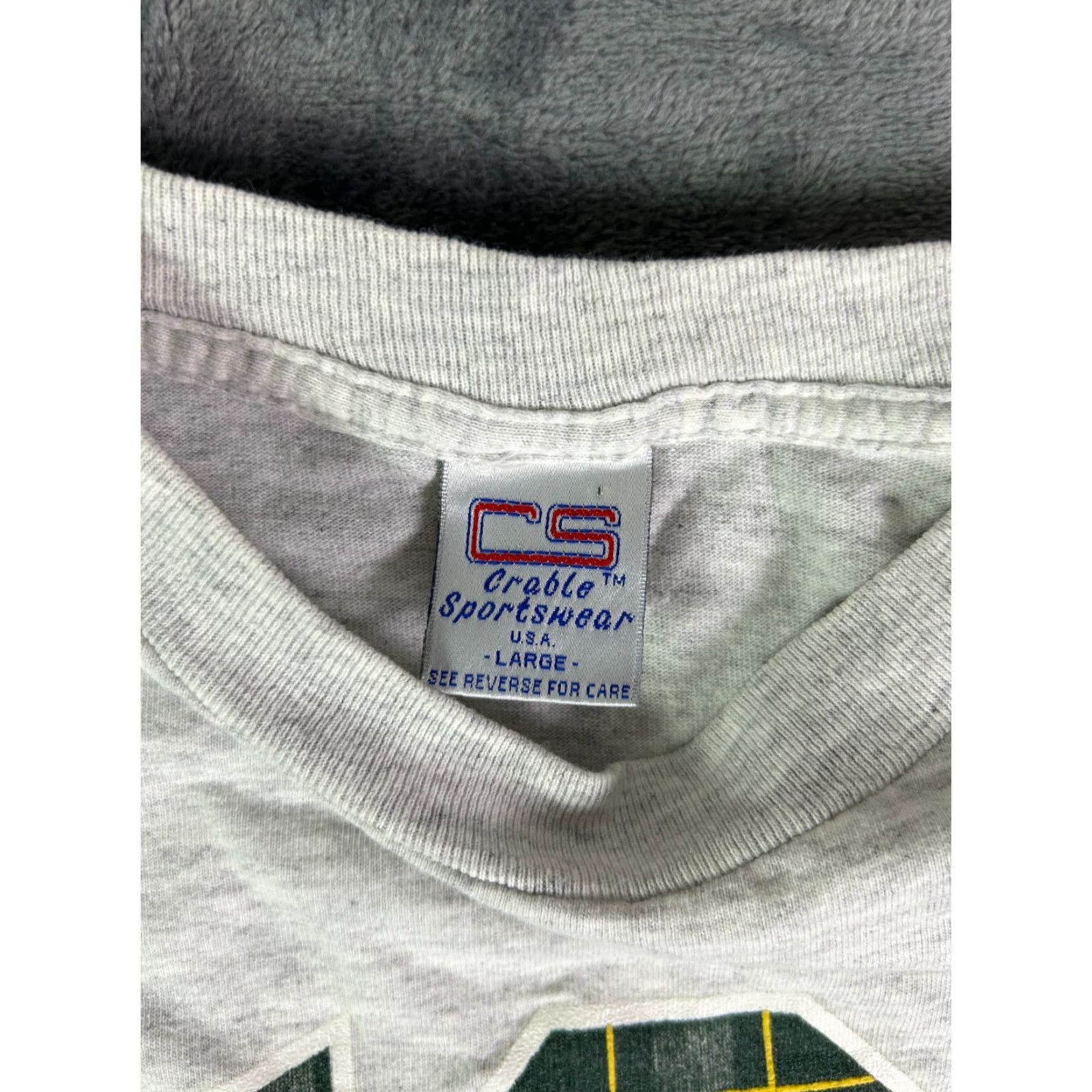 Gildan VINTAGE MSU Michigan State University T-Shirt Large Gray Plaid Block Logo Shirt Mens XL Gray MSU Logo 90s University Size US XL / EU 56 / 4 - 2 Thumbnail