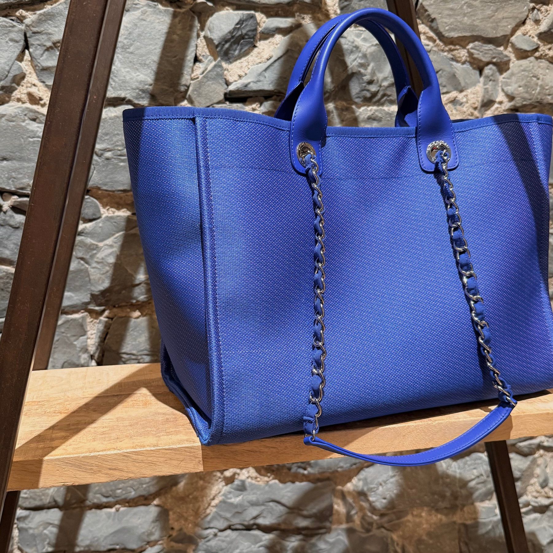 Chanel Chanel SS21 Electric Blue Orange Medium Deauville Tote Bag Size ONE SIZE - 7 Thumbnail