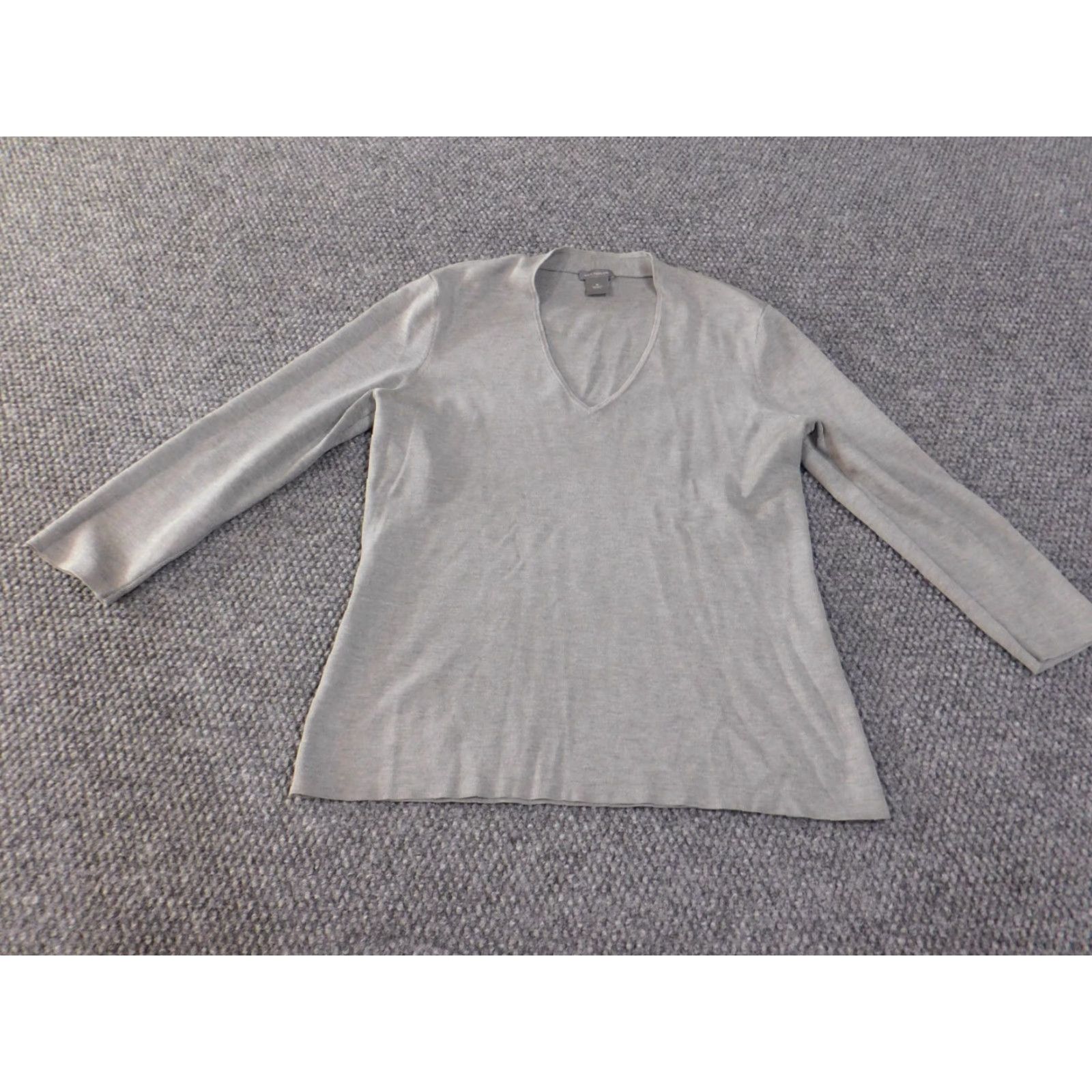 Ann Taylor Ann Taylor Sweater Womens V-Neck Pullover Knit Cable-Knit M Gray Silk Size M / US 6-8 / IT 42-44 - 2 Thumbnail