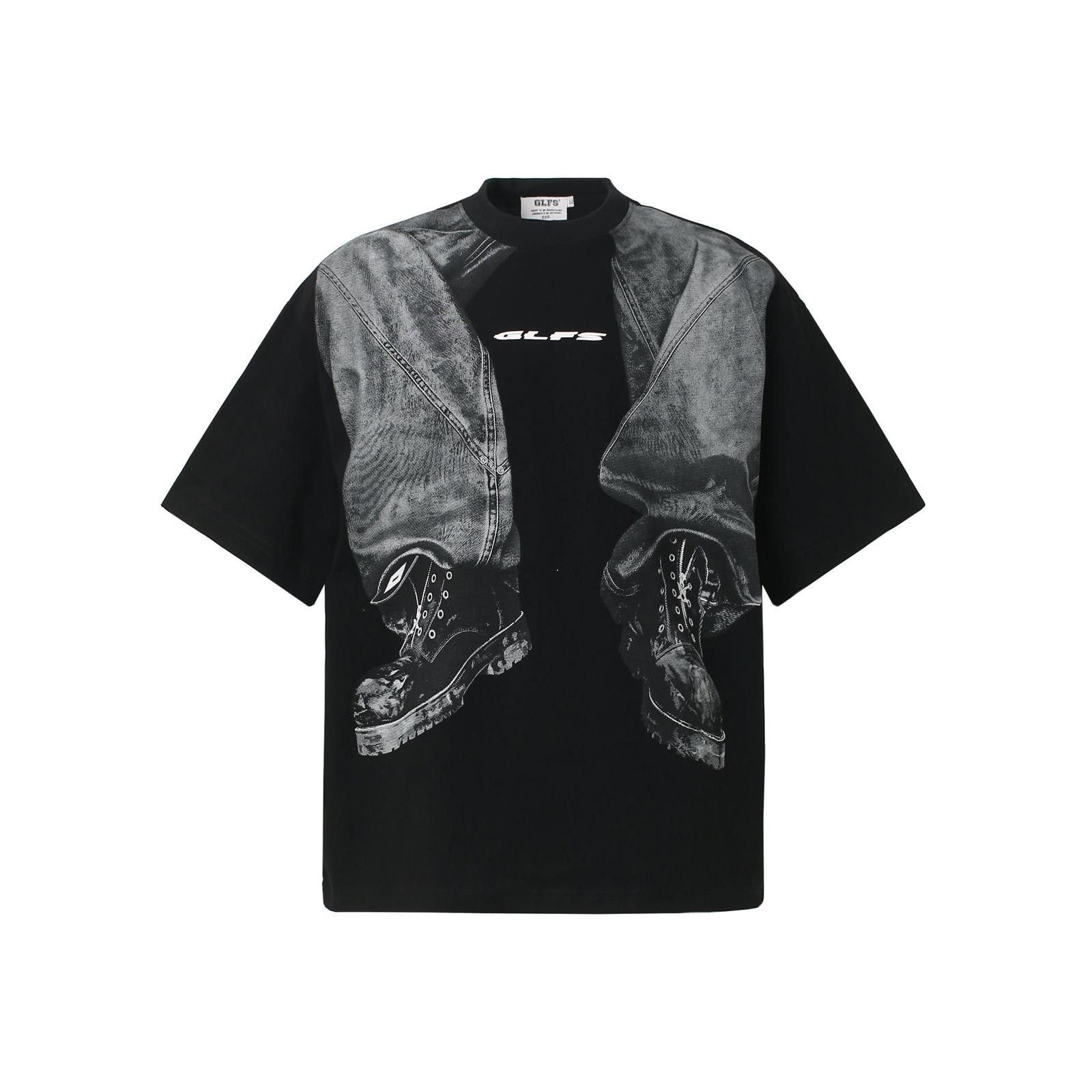 Other White Graphic Oversized T-Shirt with Printed Jeans Design Size US L / EU 52-54 / 3 - 6 Thumbnail