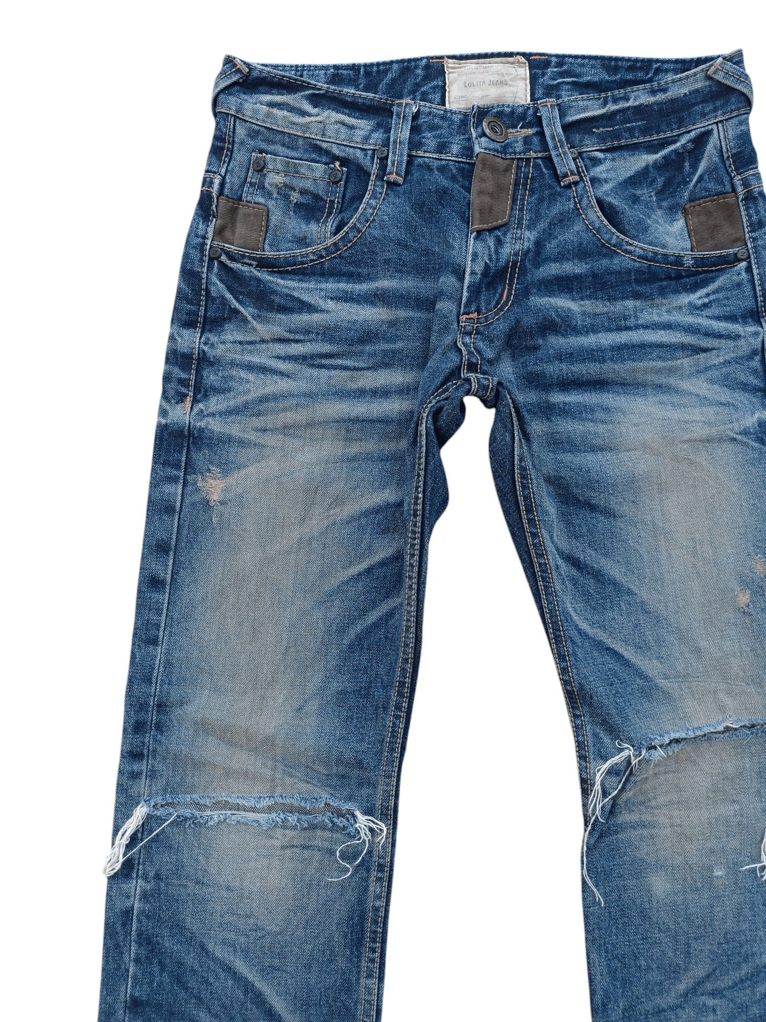 Japanese Brand Lolita 79 Jeans Distress Faded Blue Denim Size US 30 / EU 46 - 16 Thumbnail