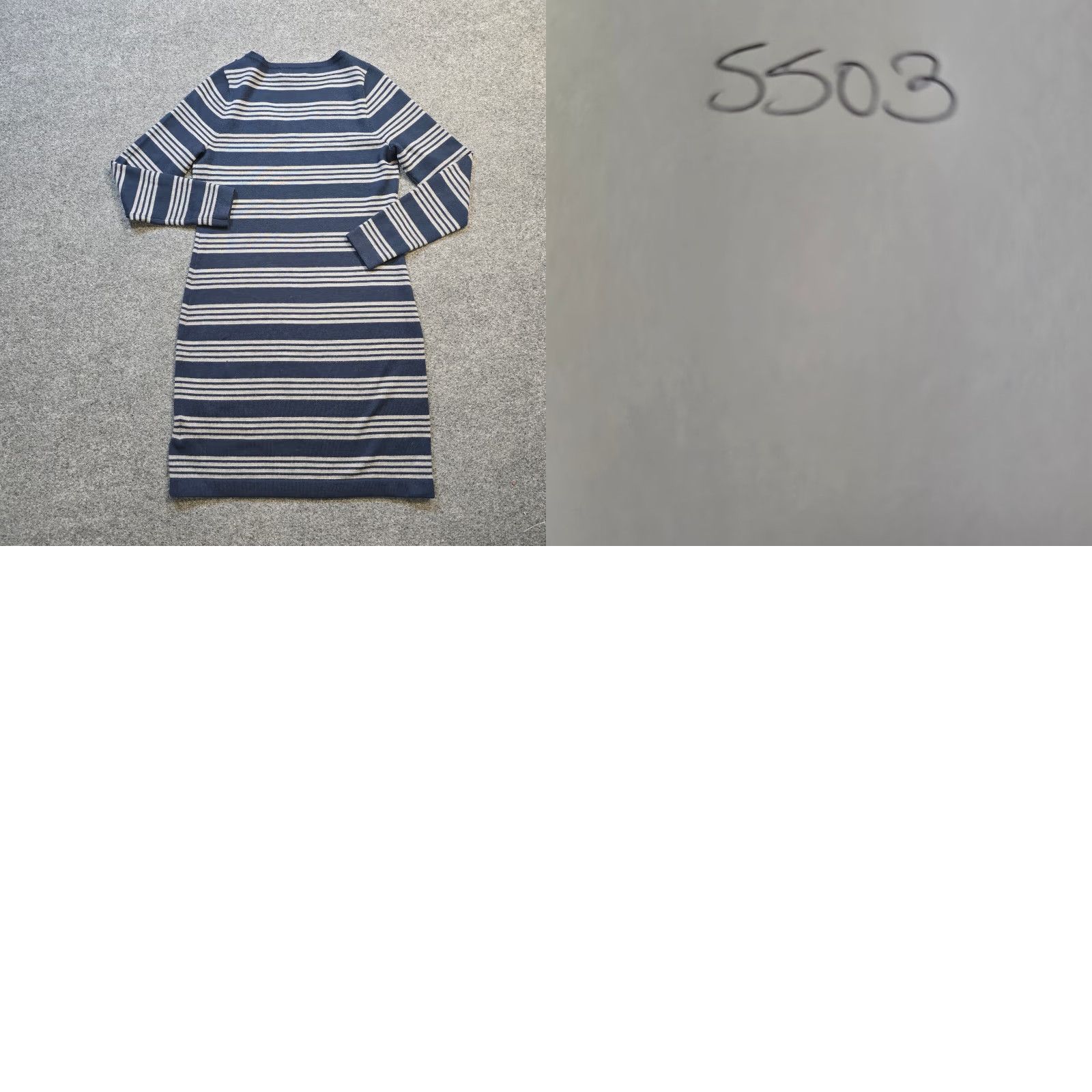 Vineyard Vines VINEYARD VINES Dress Women's Small Blue Striped Wool Blend Knitted V-Neck Long Sleeve Knee Length Preppy Nautical Size S / US 4 / IT 40 - 8 Thumbnail