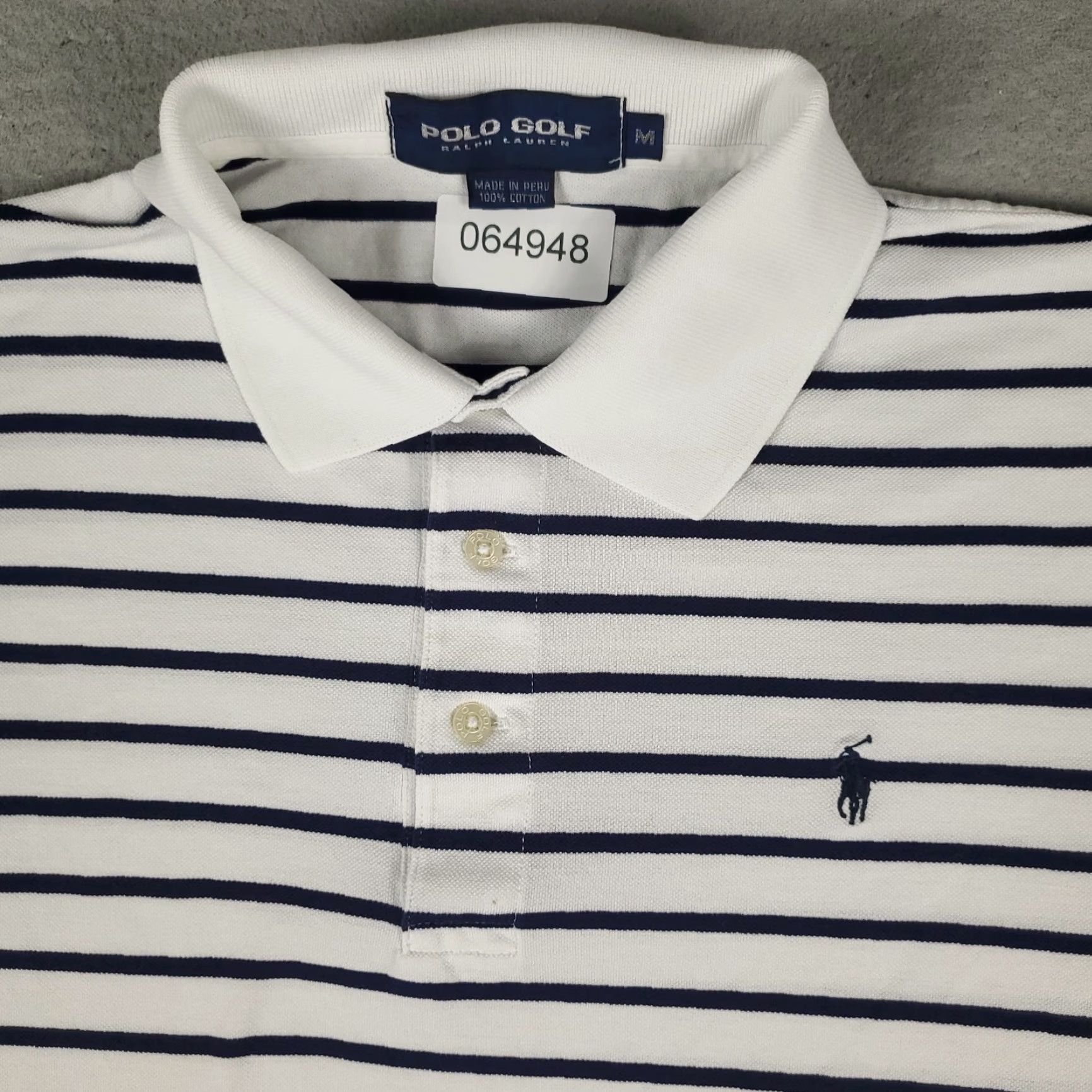Ralph Lauren Ralph Lauren Polo Shirt Mens Medium White Blue Striped Pony Short Sleeve Size US M / EU 48-50 / 2 - 2 Thumbnail