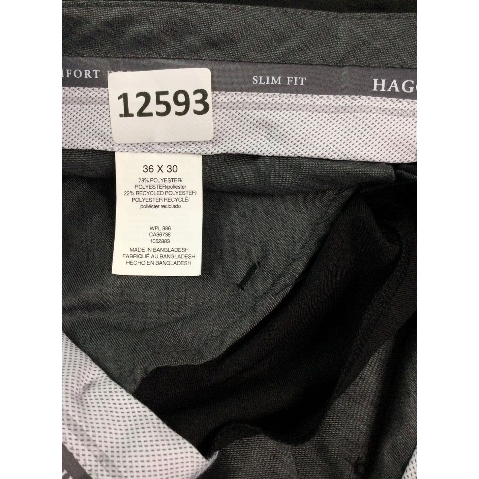 Haggar Haggar Men’s Black Premium Flex Waistband Dress Pants 36x30 Size 36 Black Polyester Straight Leg Formal Business Mens Pants Size US 36 / EU 52 - 6 Thumbnail