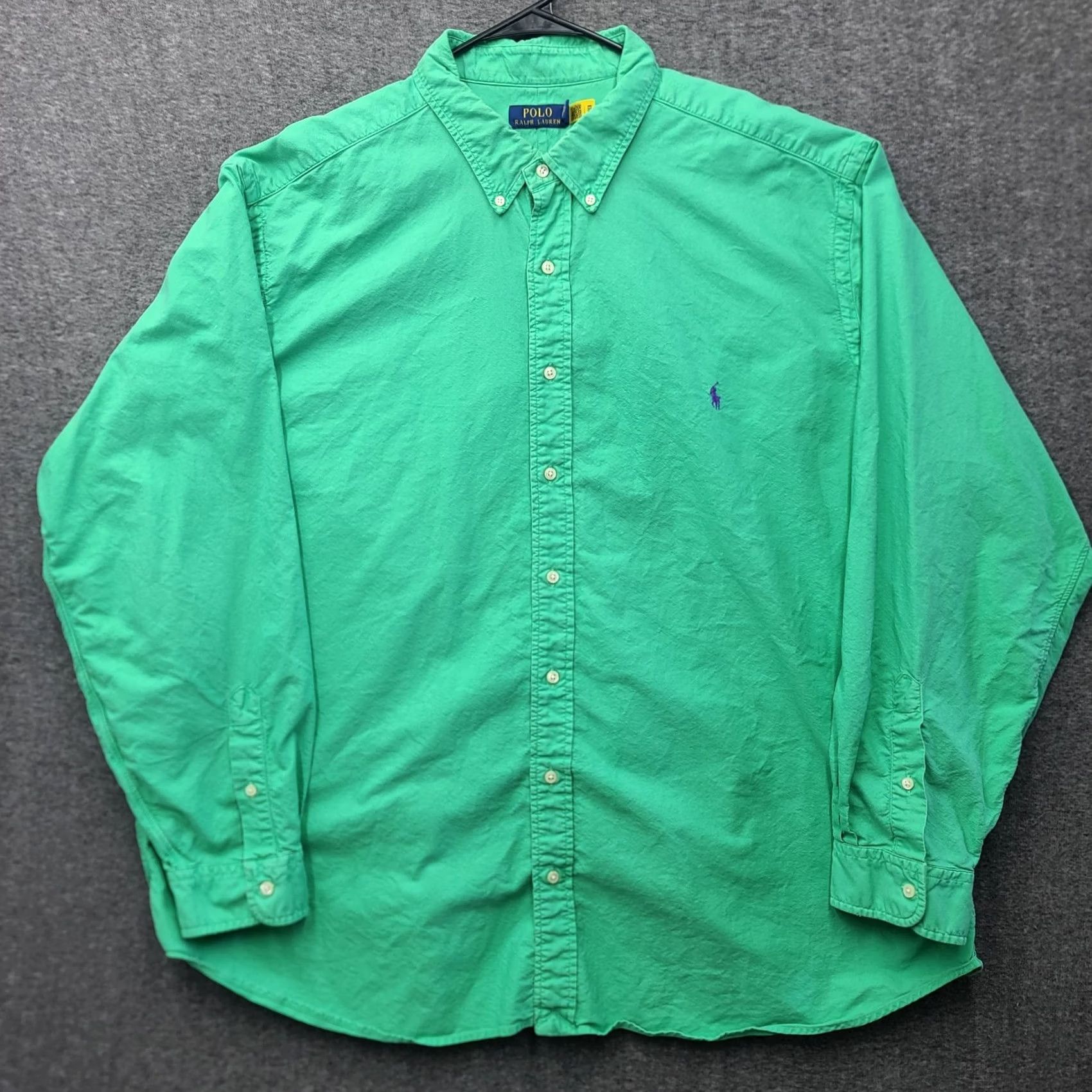 Polo Ralph Lauren Polo Ralph Lauren Shirt Big 3X Bk Green Oxford Button-Down Long Sleeve Cotton Mens Size US XXL / EU 58 / 5 - 2 Thumbnail