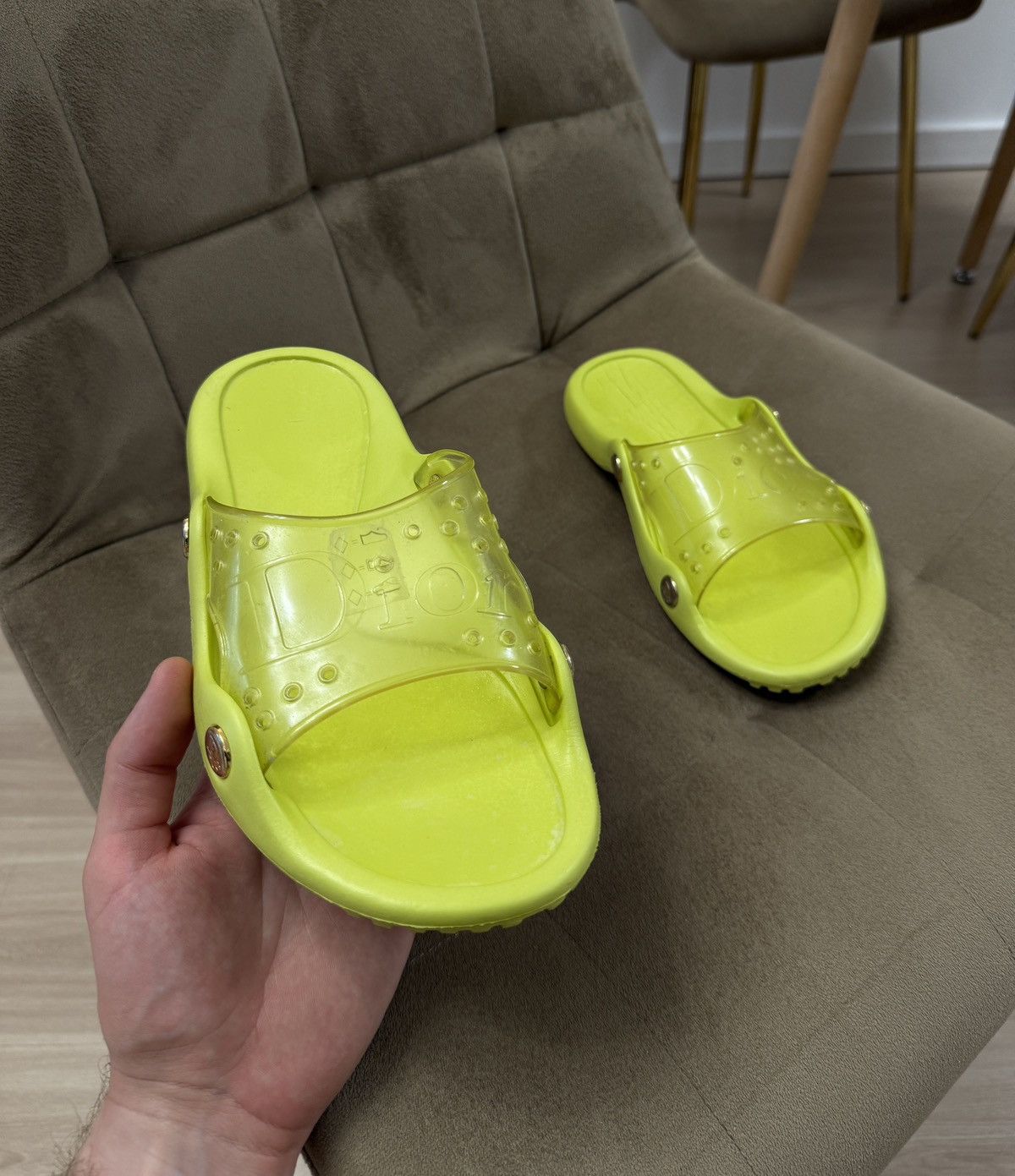 Dior Very rare Vintage Dior Yellow Rubber Pool Slides | Grailed