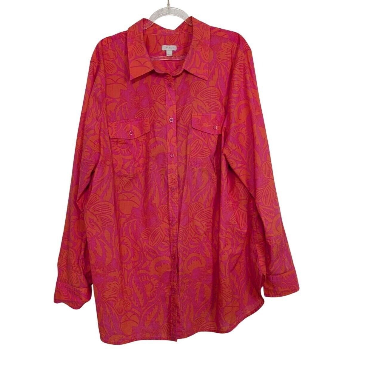 Talbots Talbots Floral Shirt Womens Size 2X Pink Orange Tropical Size XXL / US 16-18 / IT 52-54 - 1 Thumbnail