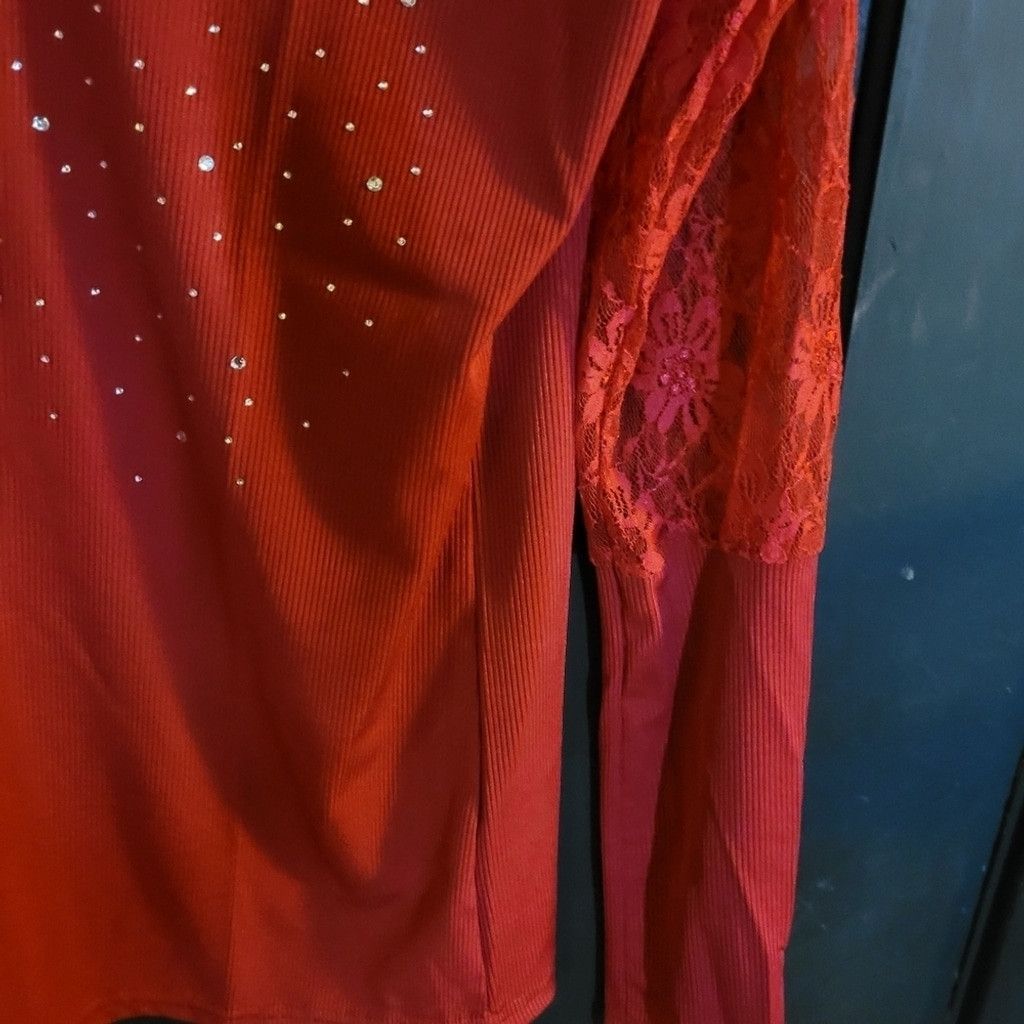Other Unknown brand, shirt, red/w sparkles,, NWOT, Size XL,small Size XL / US 12-14 / IT 48-50 - 5 Thumbnail