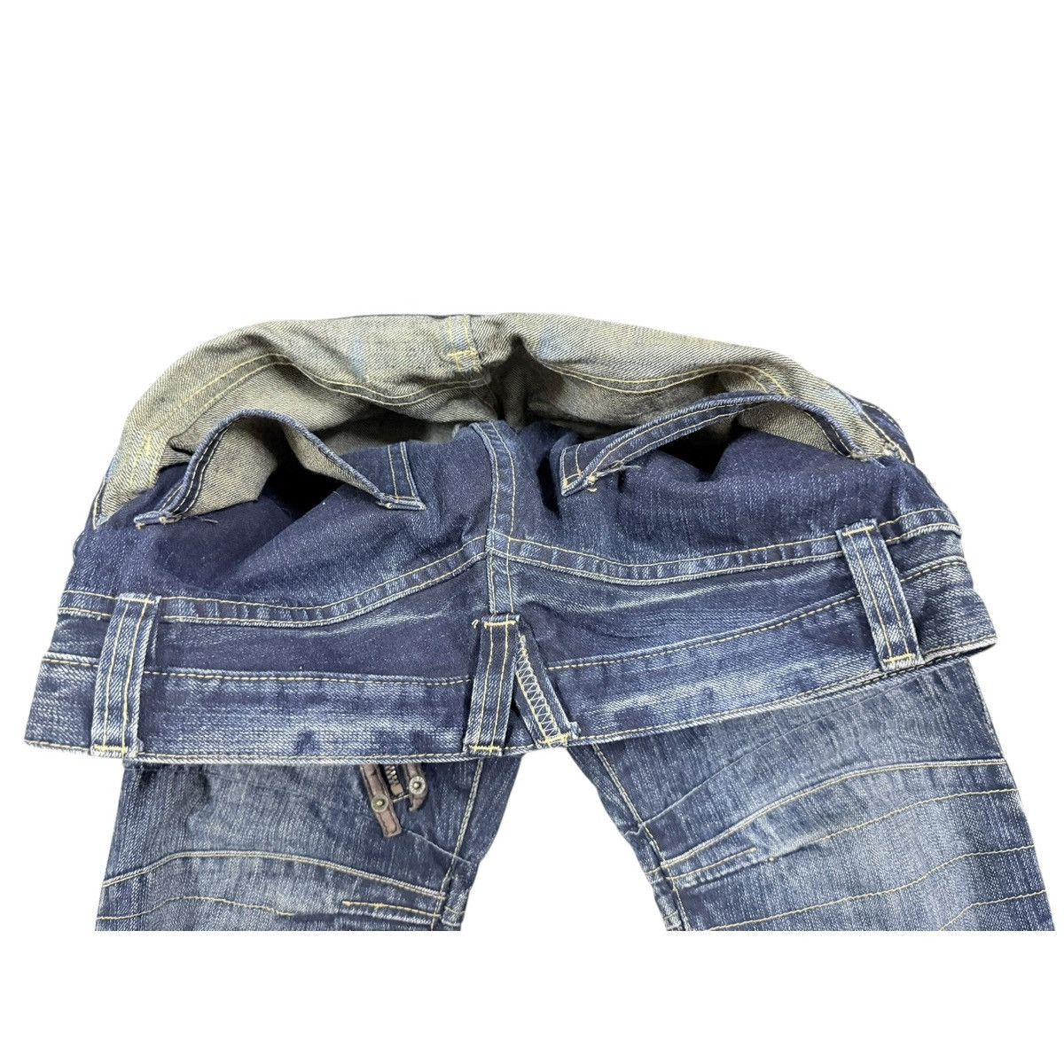 PPFM Vtg🔥PPFM Bondage Zipper Double Waist Curve Jeans Size US 32 / EU 48 - 6 Thumbnail