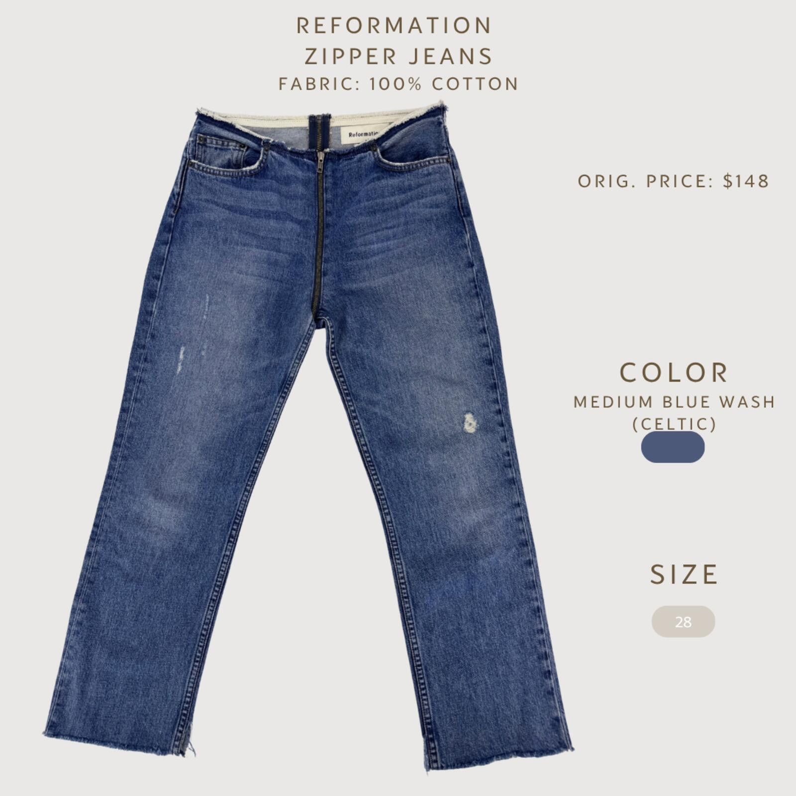 Other Reformation Zipper Jeans Medium Wash 28 Size 28" / US 6 / IT 42 - 2 Thumbnail