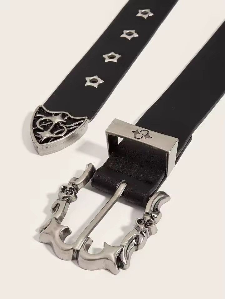 Other Gothic Punk Skull Rivets Metal PU Leather Unisex Belt Size ONE SIZE - 3 Thumbnail