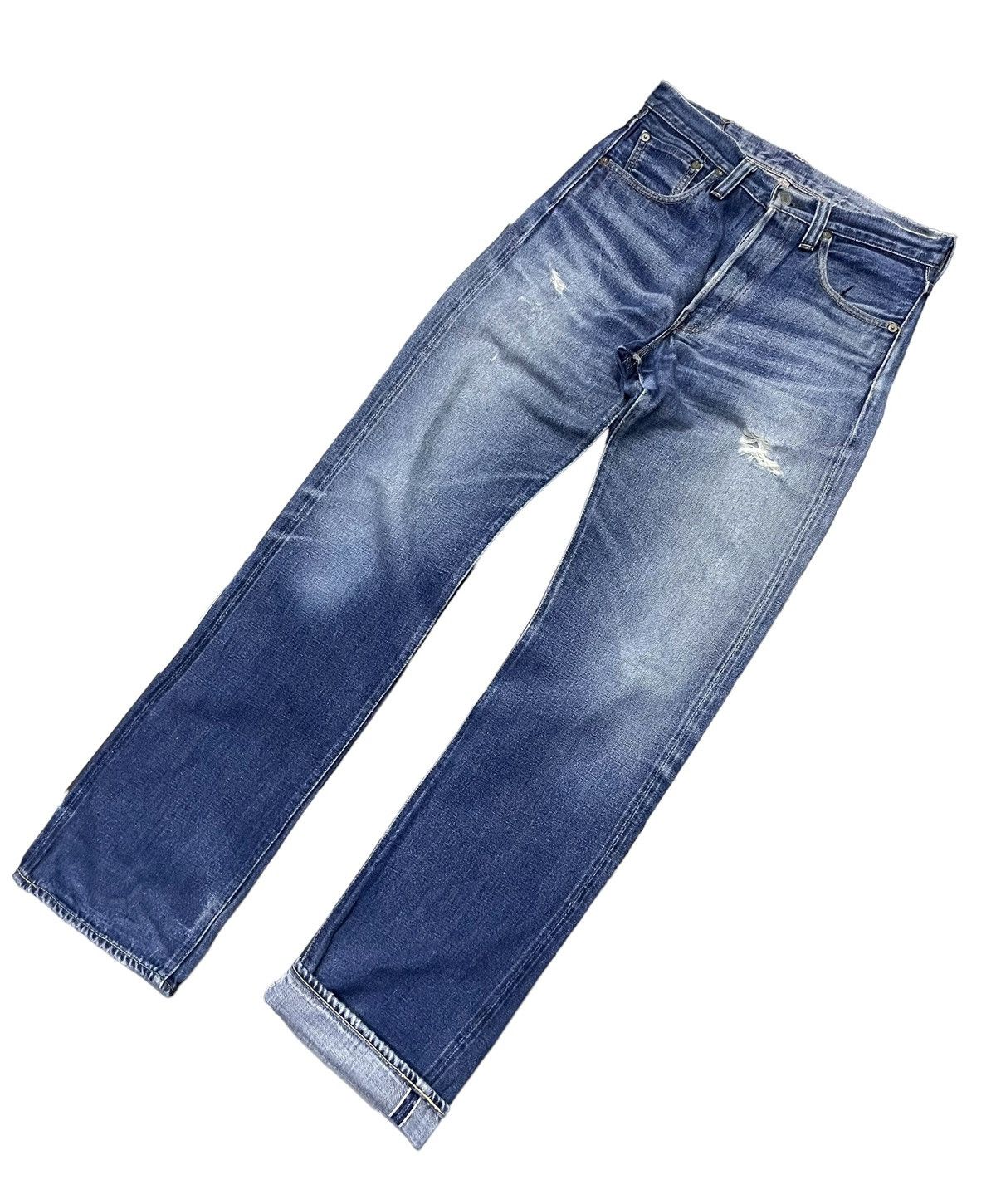 Levi's × Vintage Vintage Levis 505 Big E Selvedge Distressed Jeans Size US 30 / EU 46 - 3 Thumbnail