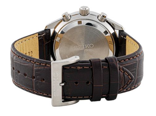 Seiko Seiko Quartz Chronograph crystal Glass Brown Leather Strap Size ONE SIZE - 3 Thumbnail