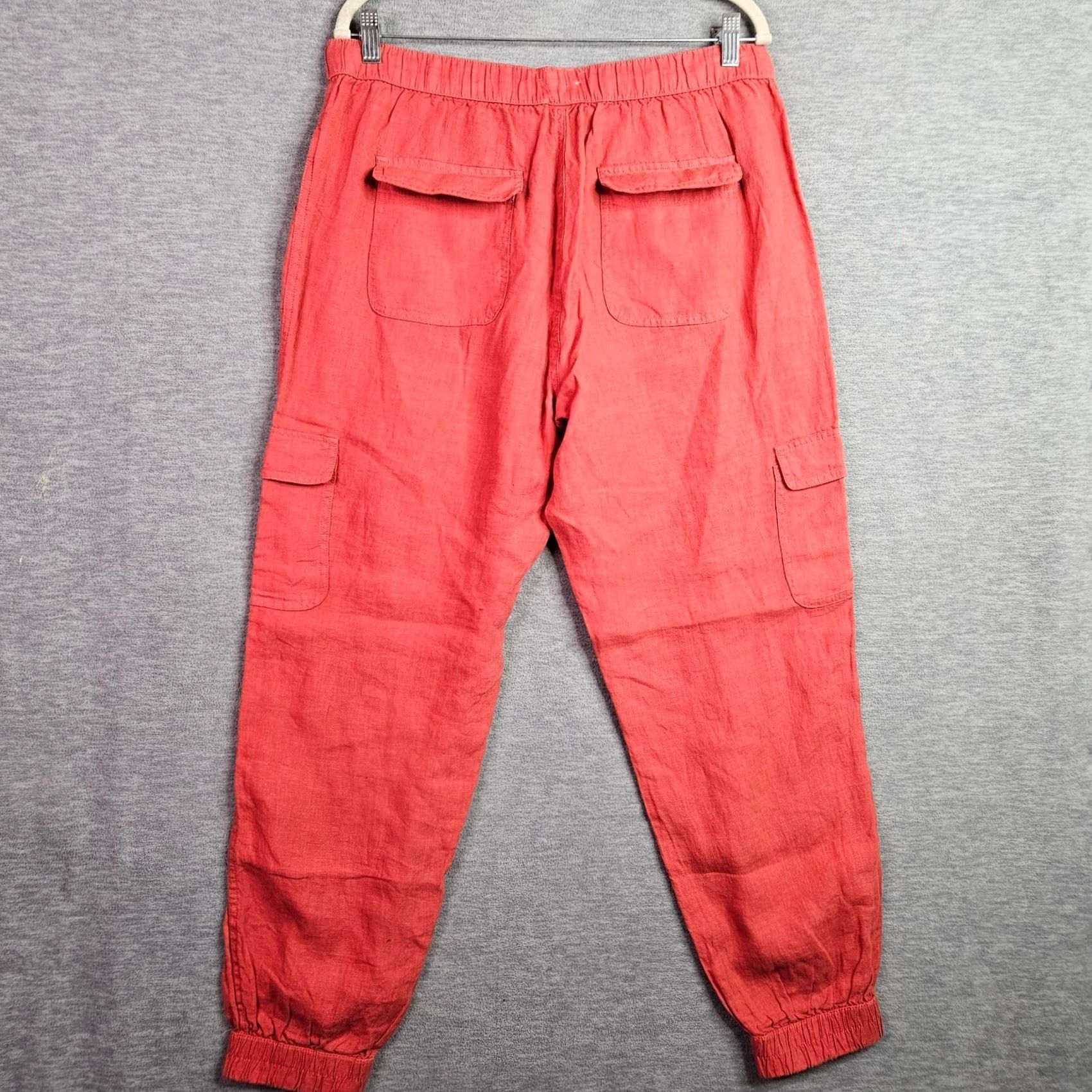 Nicole Miller Nicole Miller Womens XL Coral Linen Cargo Jogger Pants Drawstring Waist Cargo Linen Pants Womens XL Coral Orange 100% Linen Casual Pants Womens XL Size 40" / US 18 - 2 Thumbnail