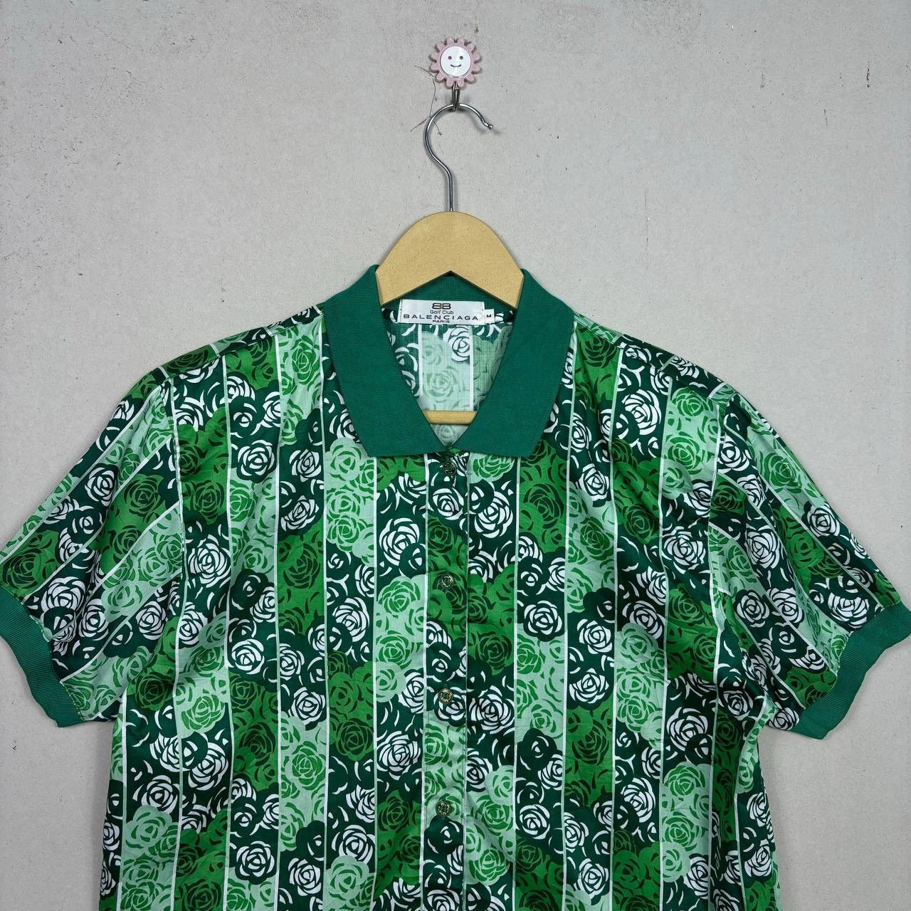 Balenciaga Vintage Balenciaga Golf Club Floral Shirt Green Size M Size US M / EU 48-50 / 2 - 3 Thumbnail