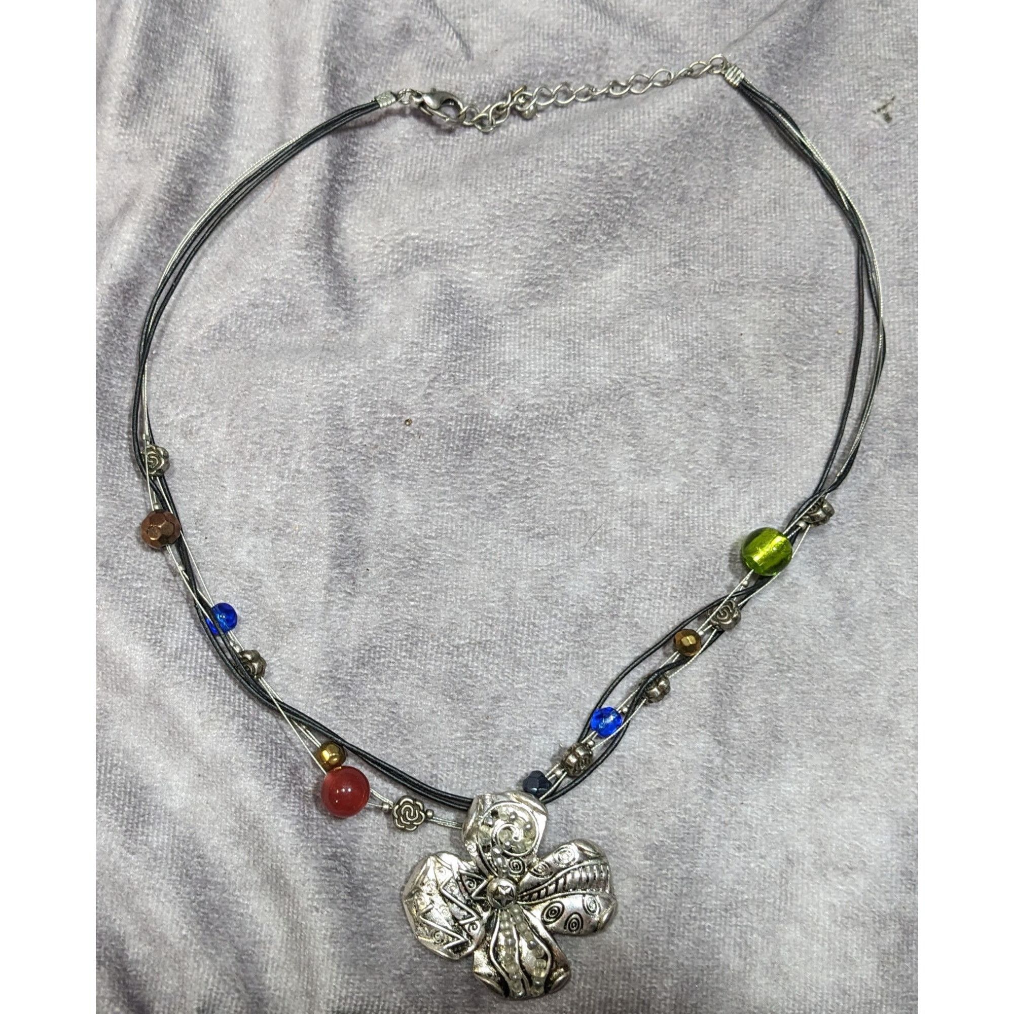 Other Retro Fairycore Rainbow Beaded Floral Pendant Necklace Size ONE SIZE - 4 Thumbnail