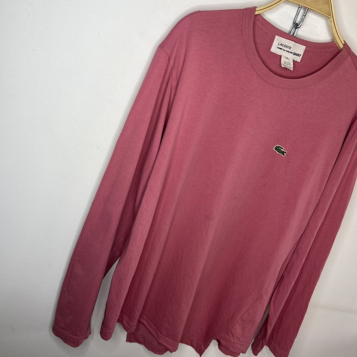 Comme des Garcons SHIRT × Lacoste Lacoste Comme Des Garcons Bias-Cut Longsleeve Tshirt Pink Size US L / EU 52-54 / 3 - 3 Thumbnail