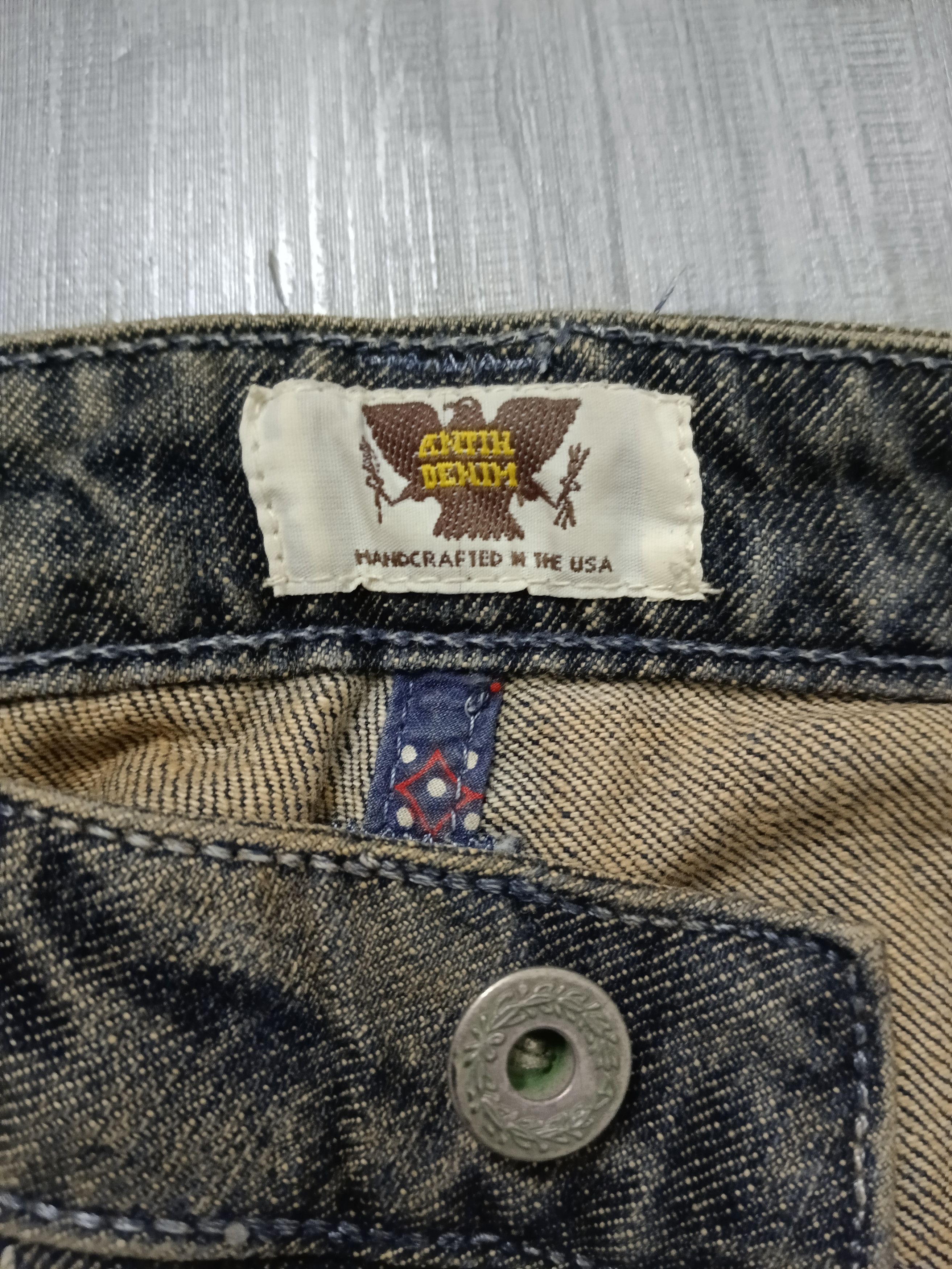 Antik Denim × Rusty SICK🔥RECONSTRUCTED ANTIK DENIM LEATHER BACK POCKET Size US 29 - 9 Thumbnail