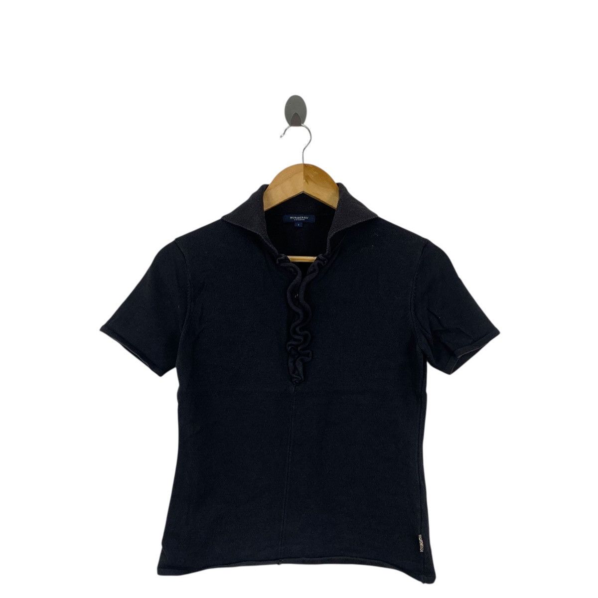 Burberry Vintage BURBERRY LONDON Ruffled Placket Polo Tee Shirt Top Size XS / US 0-2 / IT 36-38 - 4 Thumbnail