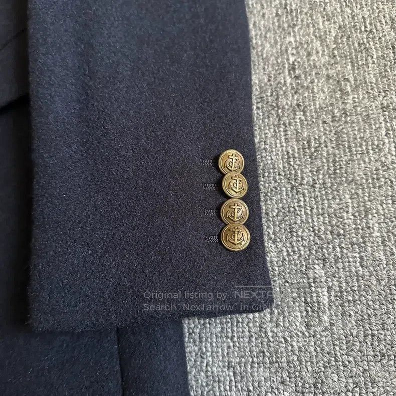 Saint Laurent Paris Saint Laurent Paris Navy Anchor Double Breasted Coat Jacke Size US L / EU 52-54 / 3 - 2 Thumbnail