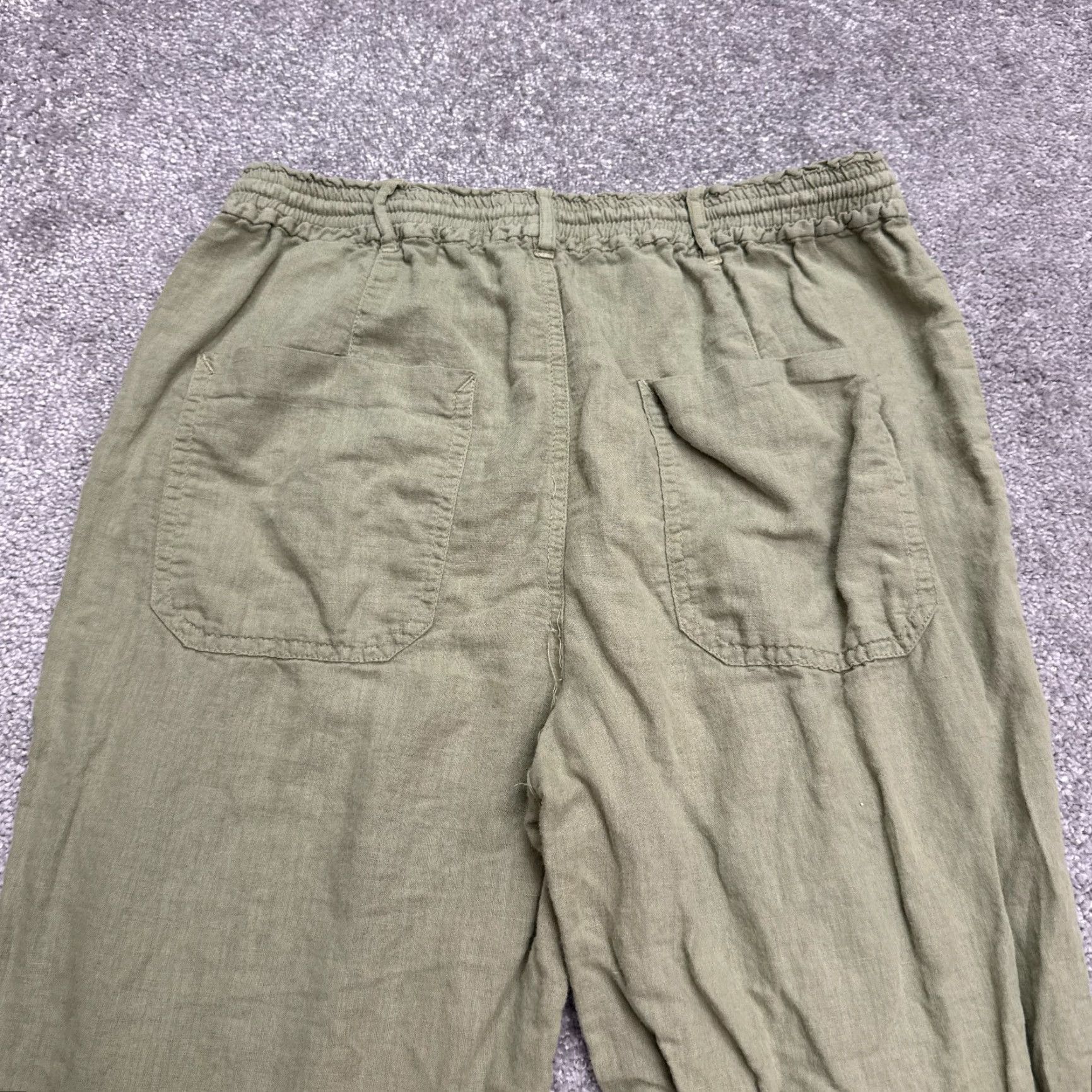 Zara Zara Pants Womens Linen Ankle Straight Leg Elastic Waist Green Medium Casual Travel Size 32" / US 10 / IT 46 - 3 Thumbnail