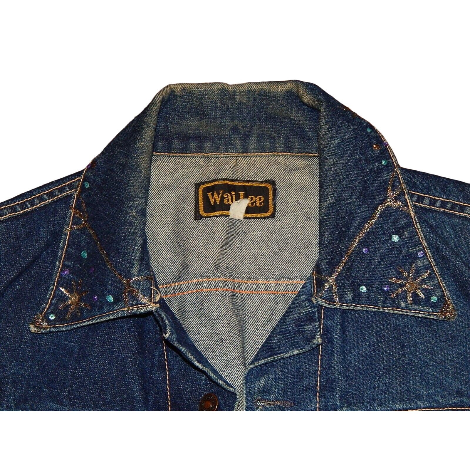 Other Vtg Wai Lee Painted Teddy Bear BLING Blue Jean Jacket Size S / US 4 / IT 40 - 4 Thumbnail