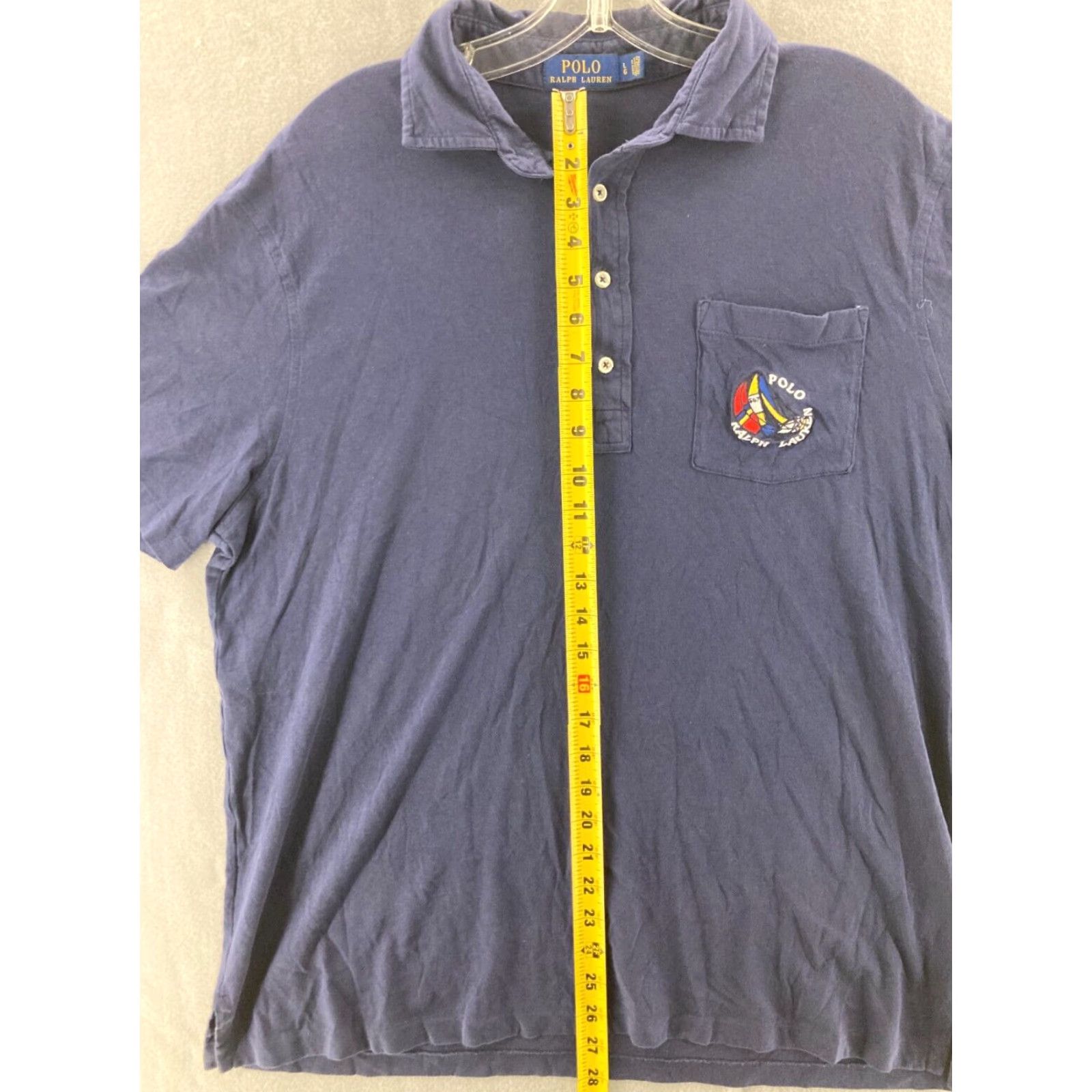 Polo Ralph Lauren VINTAGE Polo Ralph Lauren Polo Shirt Adult Large Navy Pocket Logo 90s Classic Mens Short Sleeve Blue Polo Size US L / EU 52-54 / 3 - 3 Thumbnail