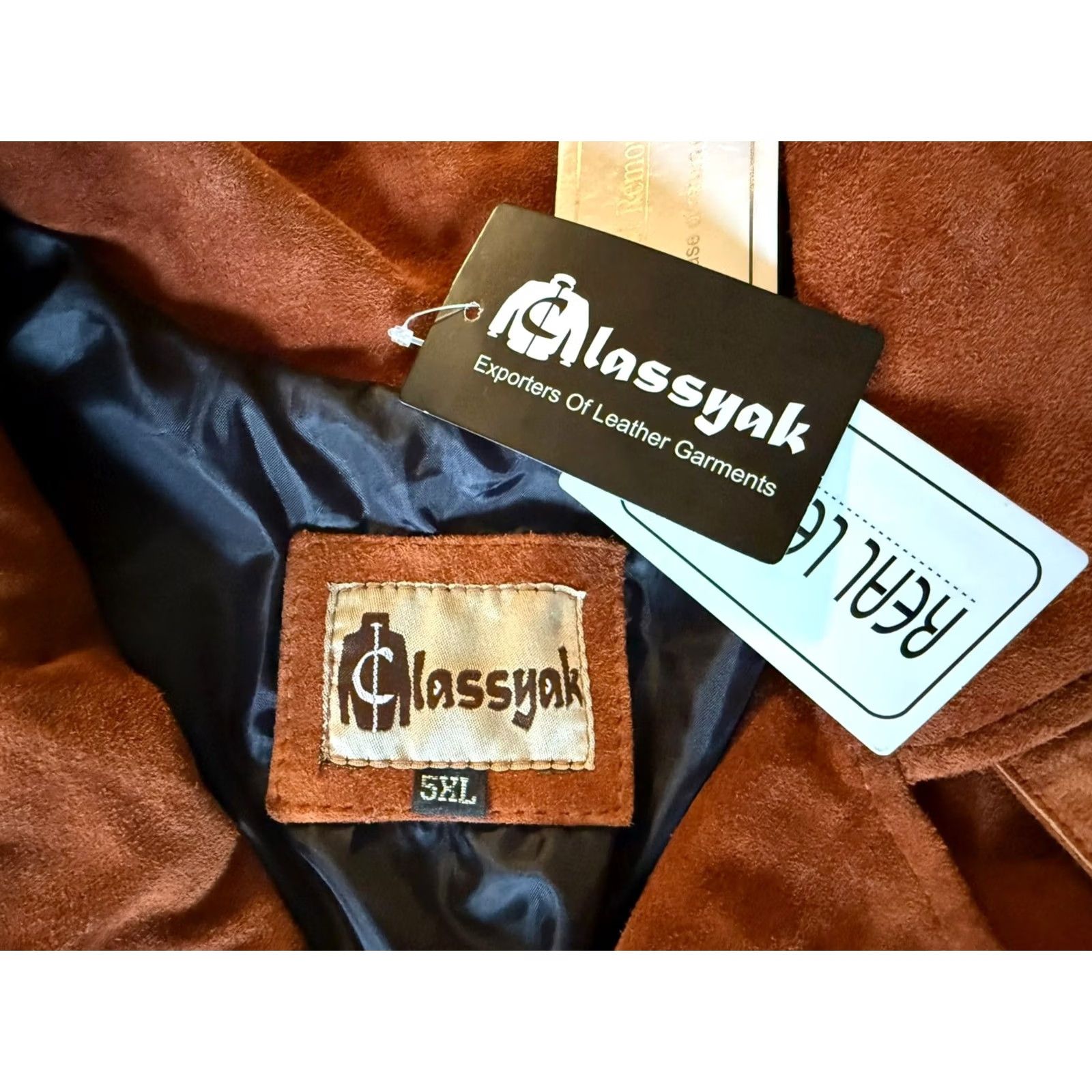 Vintage NWT Classyak Men's Brown Button Front Suede Leather Jacket Size 5XL Regular Brown Jacket (Jacket) Size US XXL / EU 58 / 5 - 6 Thumbnail