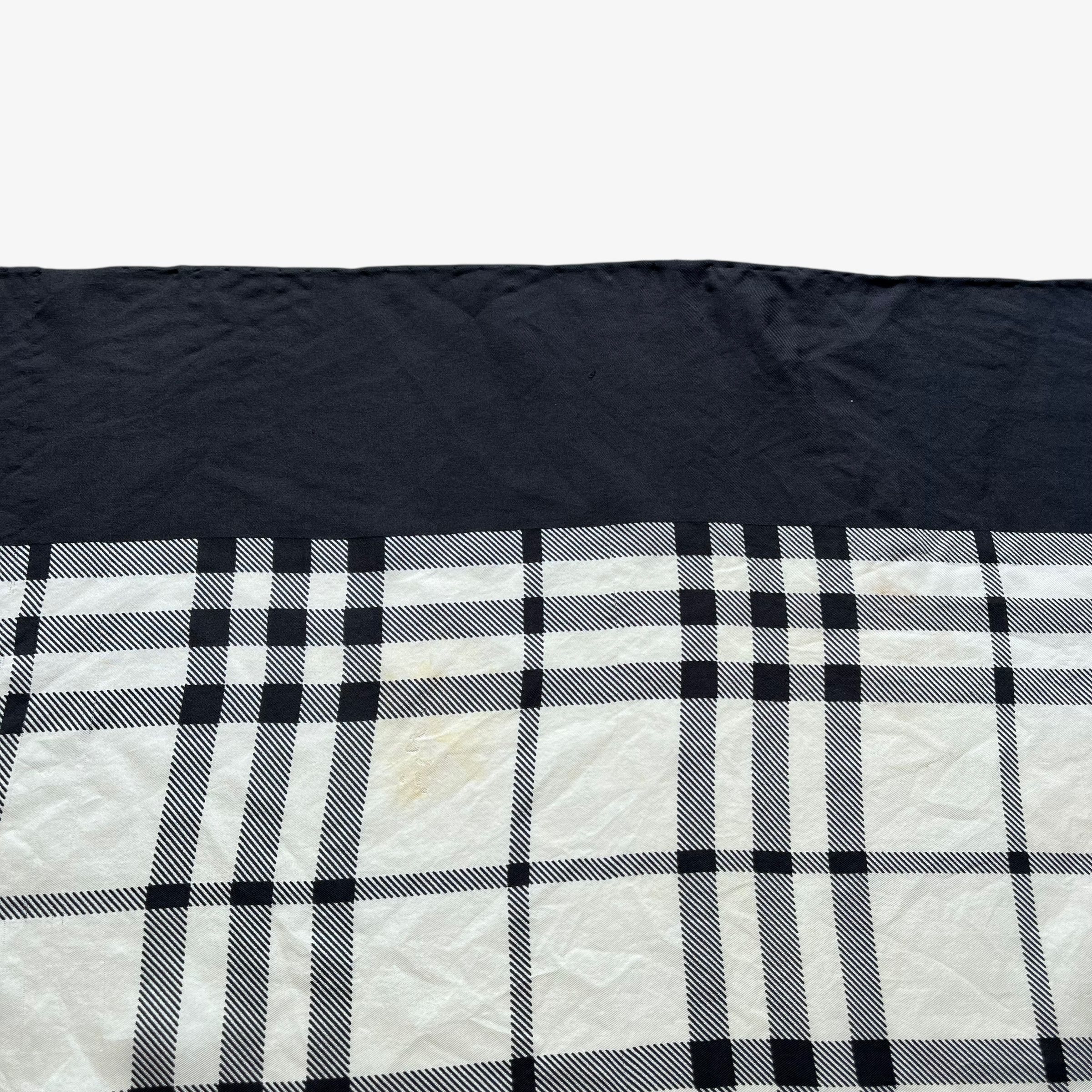 Burberry Vintage 90s Burberry Black Nova Check Print Silk Scarf Size ONE SIZE - 5 Thumbnail