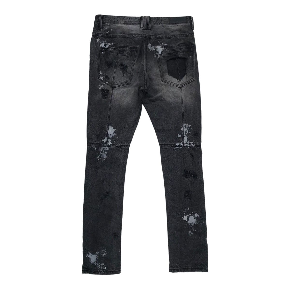 Japanese Brand Dot & Stripe Paint Splash Distressed Black Skinny Denim Pant Size US 31 - 2 Thumbnail