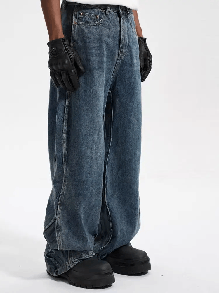 Japanese Brand × Jean Washed baggy wide-leg straight-leg jeans Size US 32 / EU 48 - 1 Thumbnail