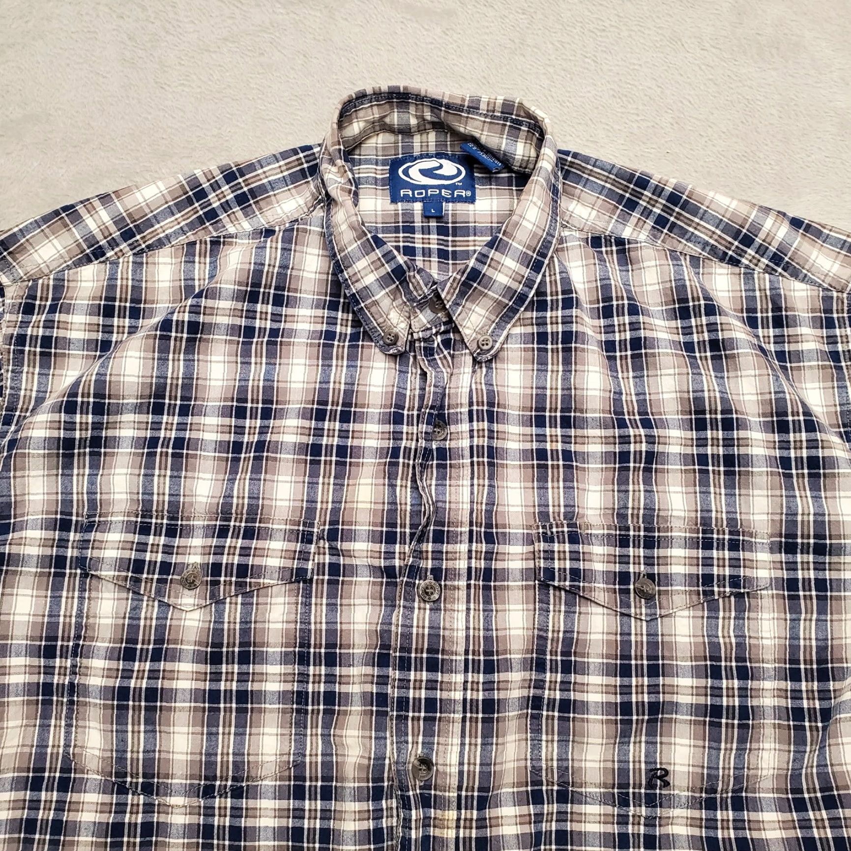Roper Roper Shirt Mens Large Blue Plaid Long Sleeve Button Western Cowboy Rodeo Casual Size US L / EU 52-54 / 3 - 3 Thumbnail