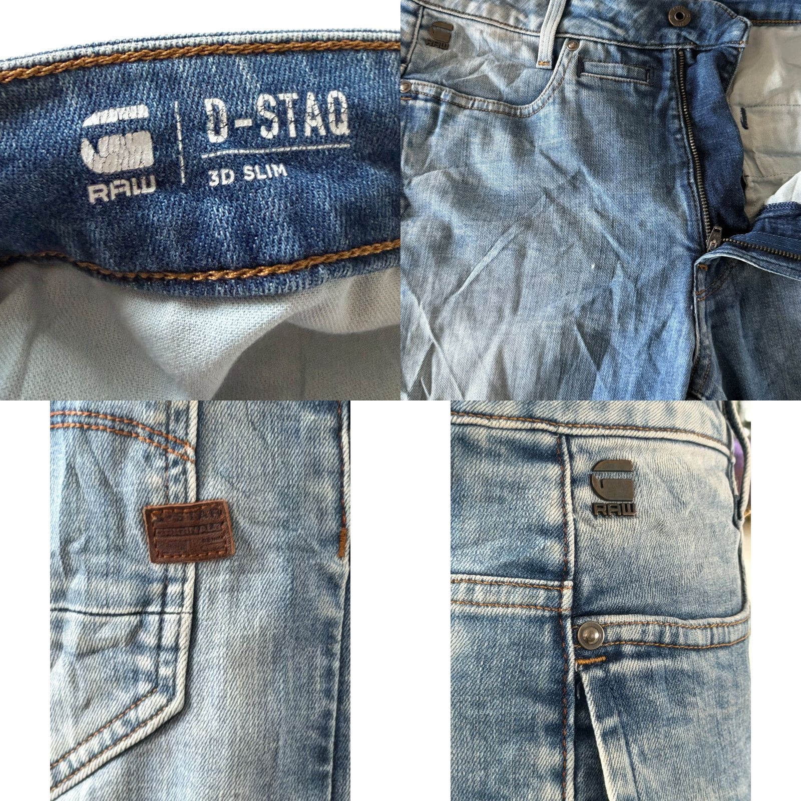 G-Star G-Star RAW D-Staq 3D Slim Jeans Blue Denim W32 L27 Zip Fly Mens Jeans 5-Pocket Design Slim Fit 3D 1990s Style Size US 32 / EU 48 - 8 Thumbnail